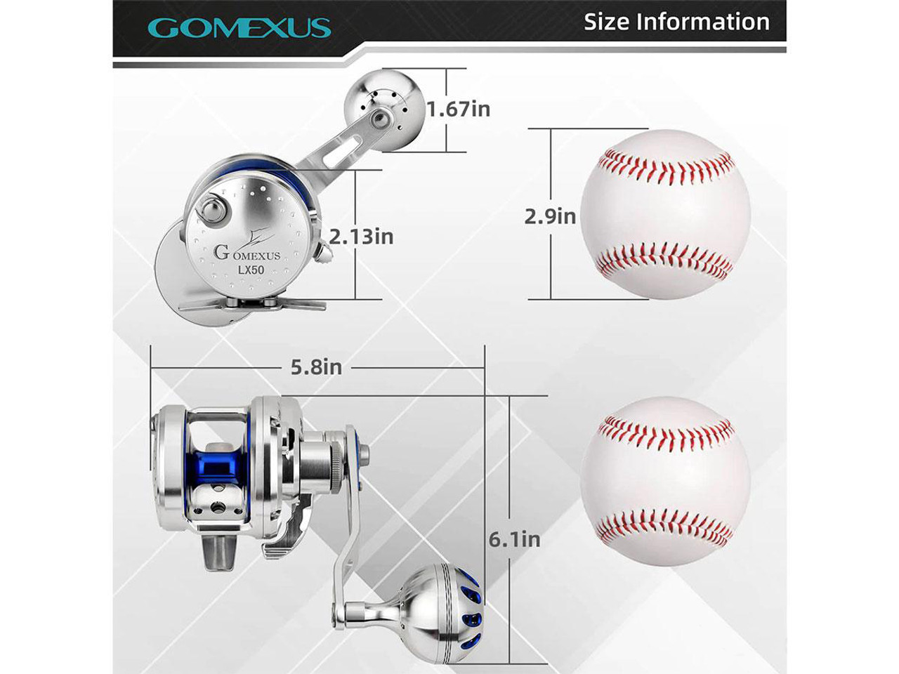 Gomexus Slow Pitch Jigging Reel 6.3:1 High Retrieve Lever Drag Left and Right Hand Reel SX450