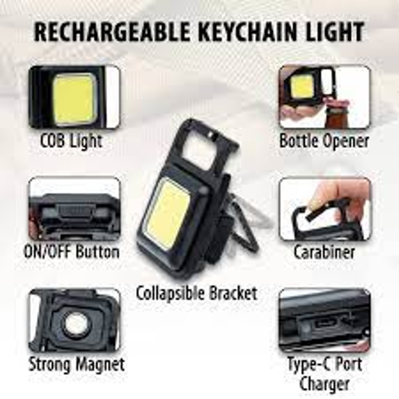 COB Rechargeable Keychain Light Hero Outdoors