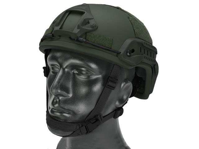 MICH 2001 Helmet w/ NVG Mount & Side Rail for Airsoft - OD Green
