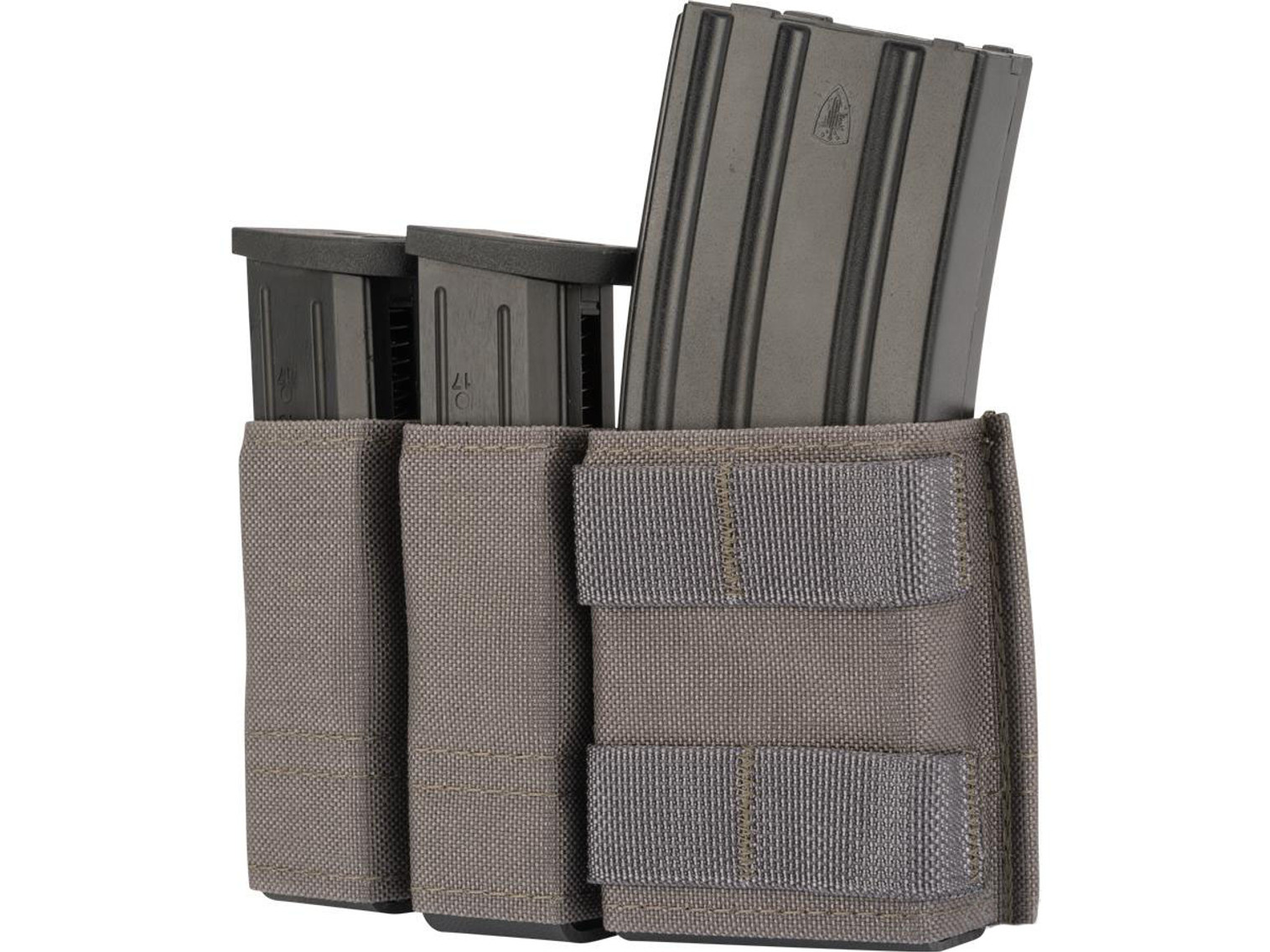 Esstac Side-BY-Side 1+2 5.56 / Double Stack Pistol KYWI Mag Pouch w/ WTF Straps (Color: Wolf Grey)