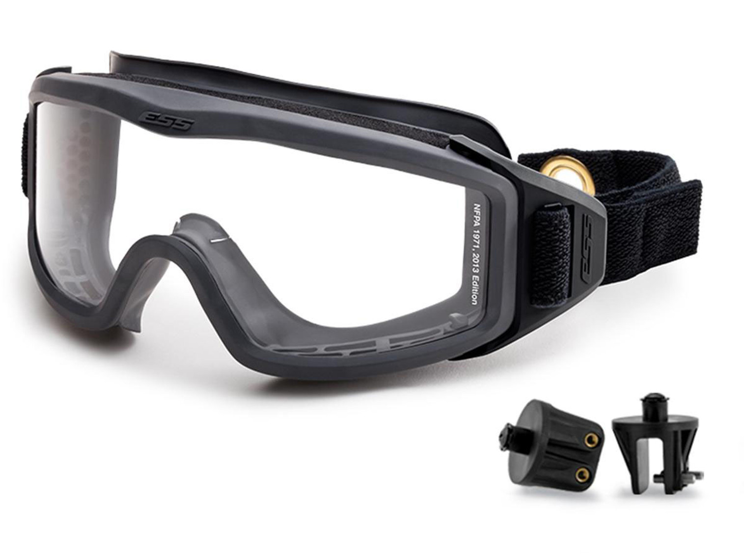 ESS FirePro 1971 FS One Piece Full Seal Goggles with Velcro Snap On/Off Mounting Brackets