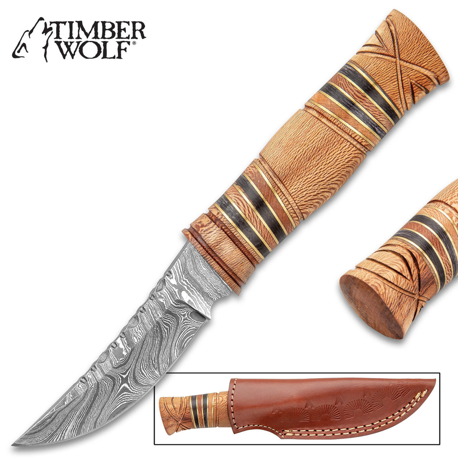 Timber Wolf Olive Mount Knife w/Sheath