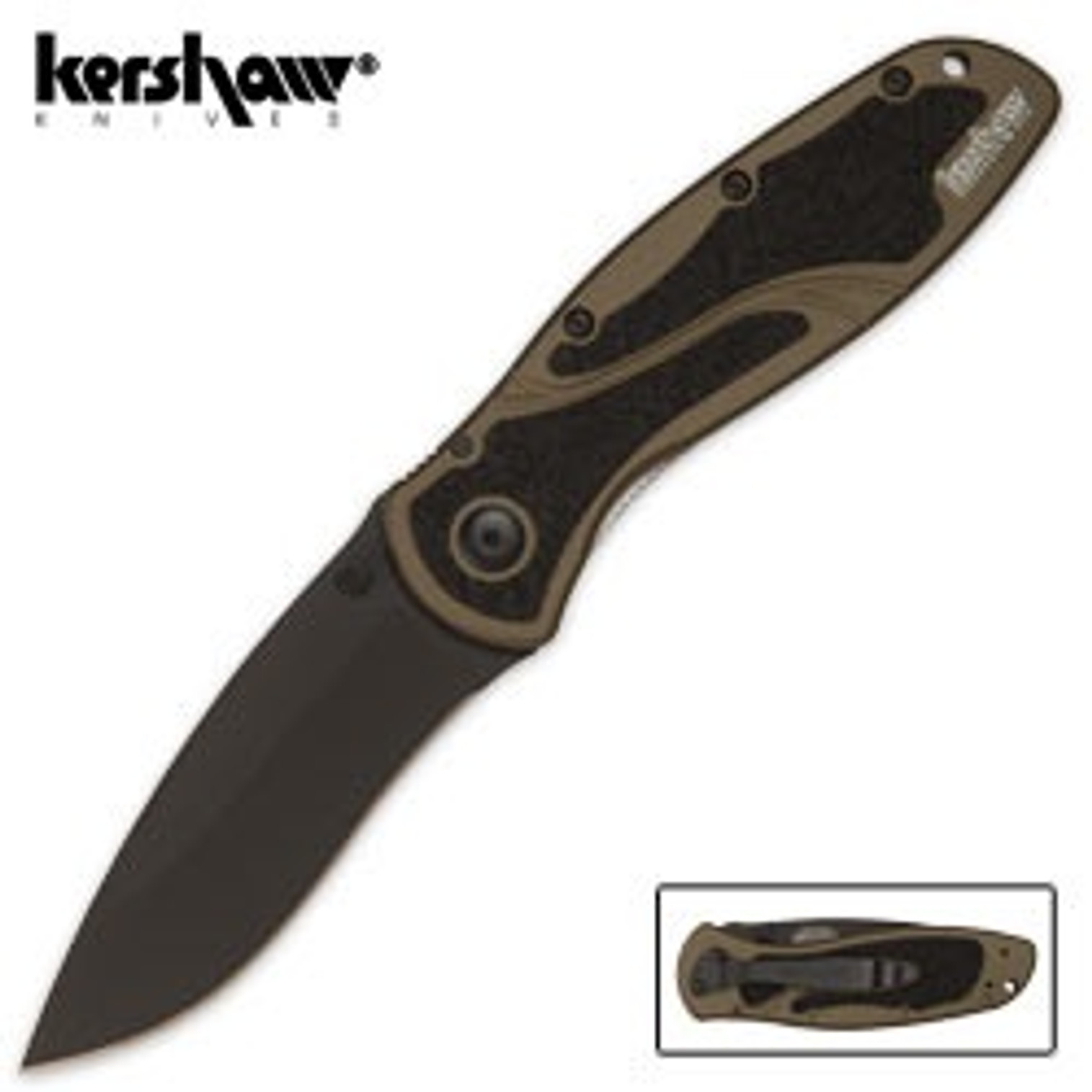 Kershaw 1670OLBLK Blur Olive Drab Plain Edge Assisted Opening