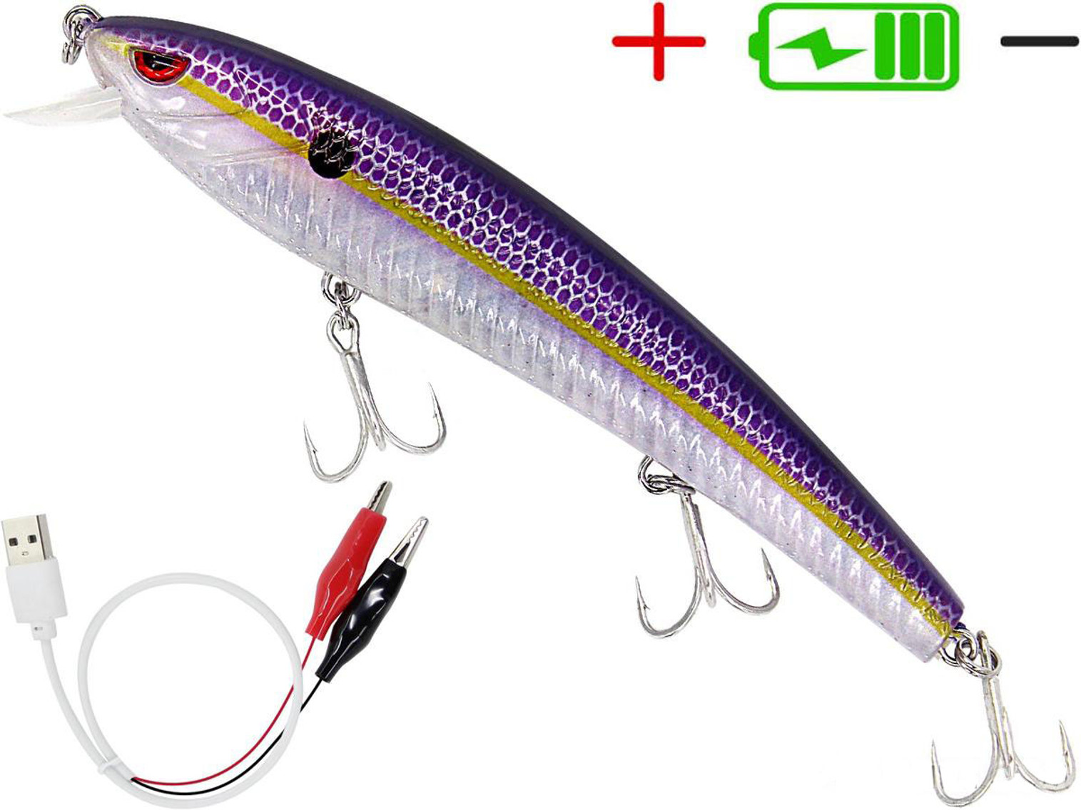 Truscend JerkQueen Electronic Twitching / Luminating Sinking Minnow Lure (Model: Purple Shad)