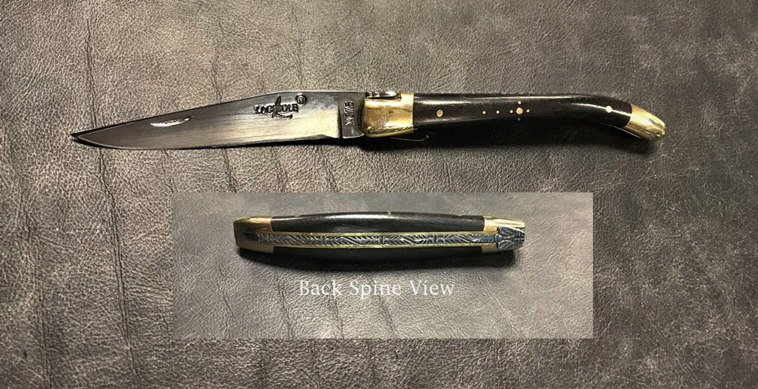 Forge de Laguiole 129EBXC 9cm Carbon, Brass Bolster- Ebony Wood