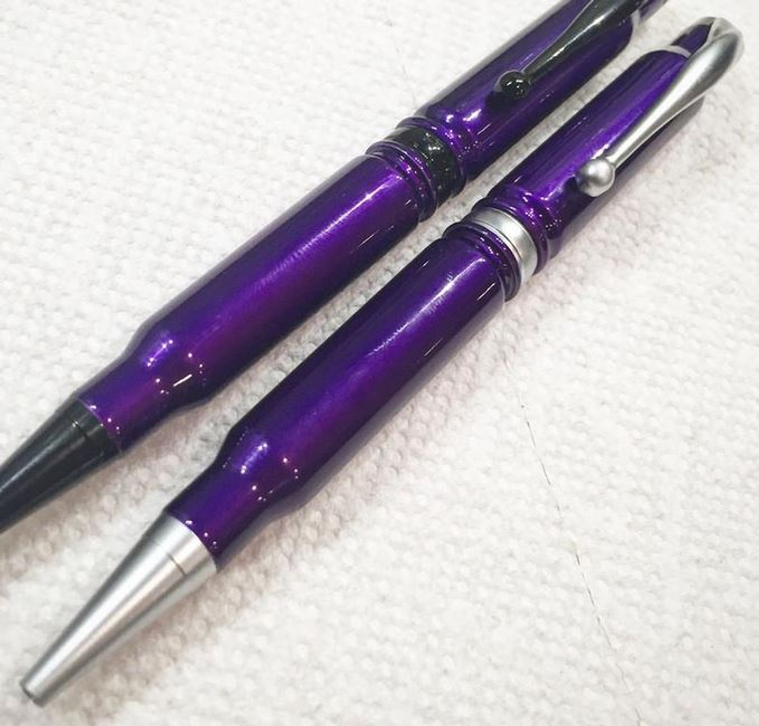 High Caliber 308 Illusion Purple Powder Coated Pen - Satin Pearl