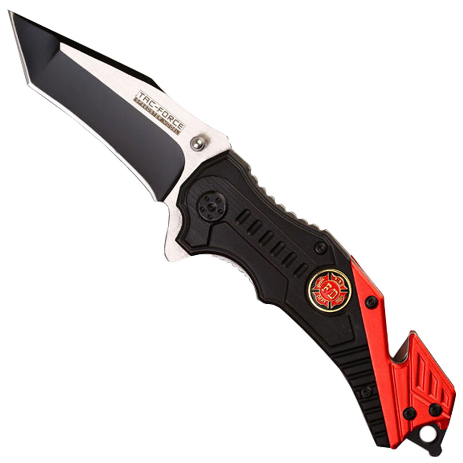 Tac-Force Rescue Stainless Steel Blade Folding Knife - Red