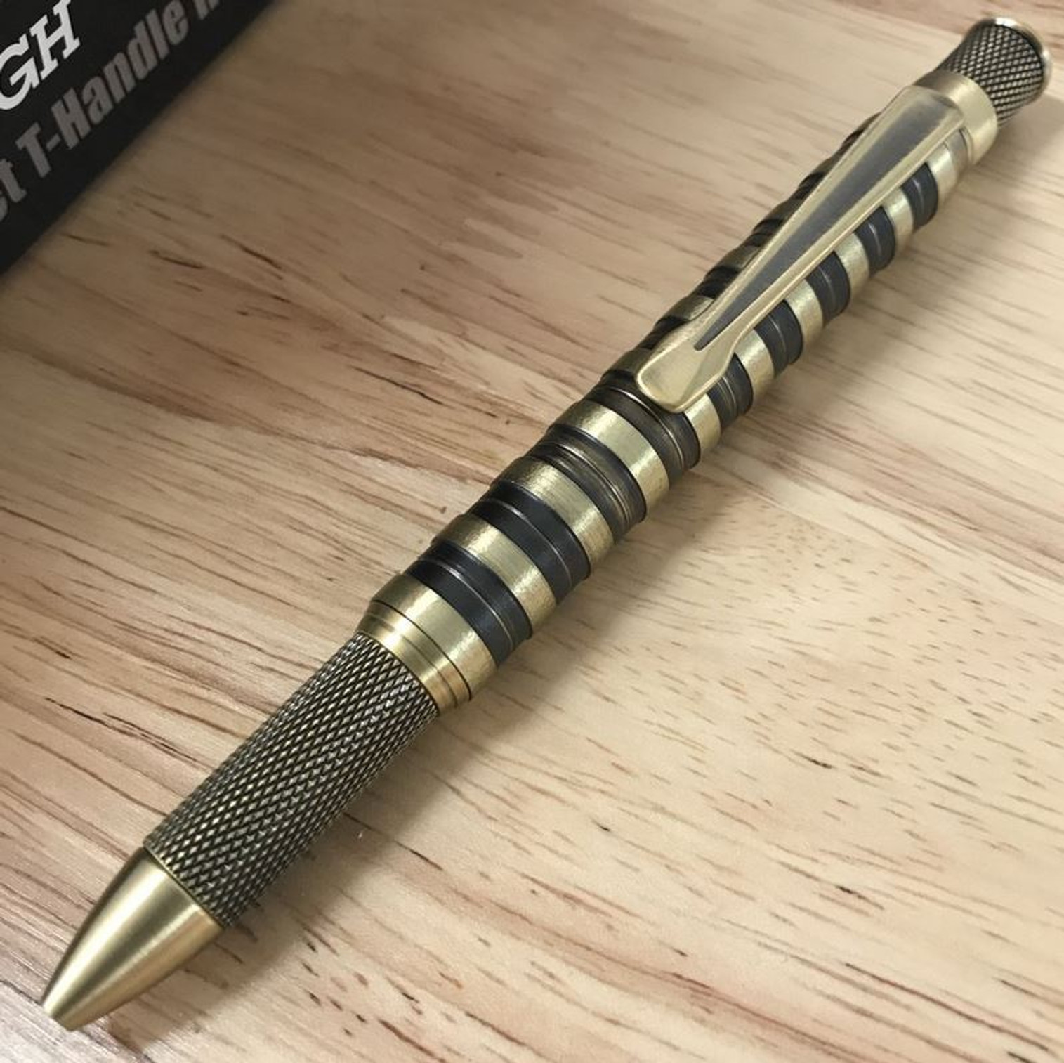 High Caliber Saber Knurl Twist Pen Brass - Gunmetal