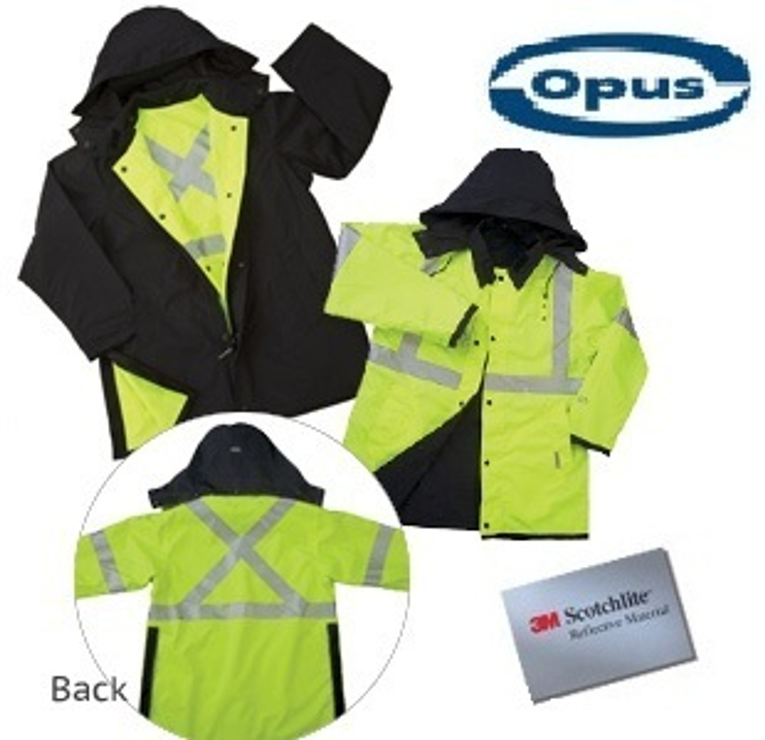 Opus RC803 Reversible Safety Rain Coat- LAPD Navy/Safety Yellow