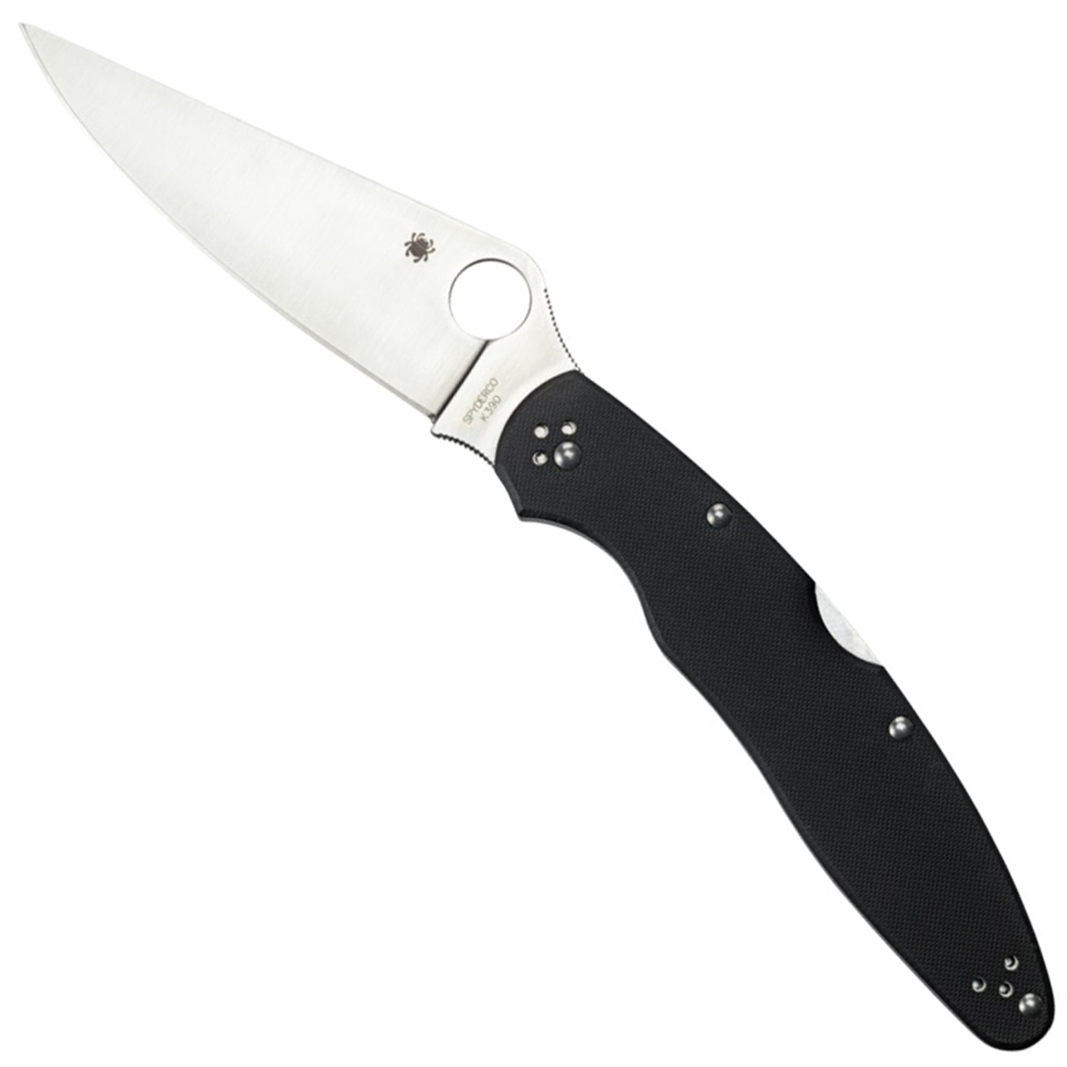 Police Model 4 Plain Edge Blade Folding Knife - Black