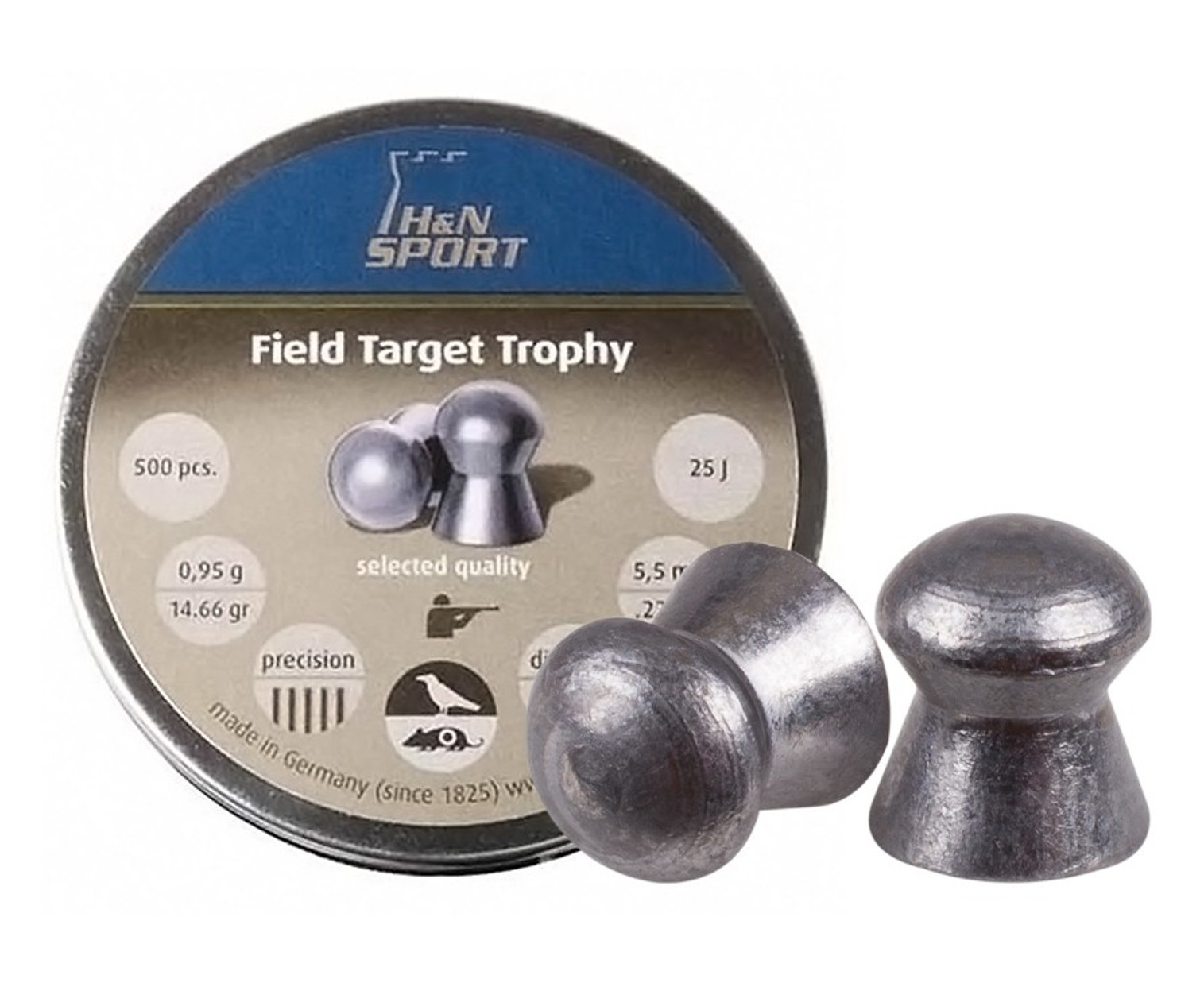 H&N Field Target Trophy .22 Cal, 14.66 Grains, Round Nose - 500ct