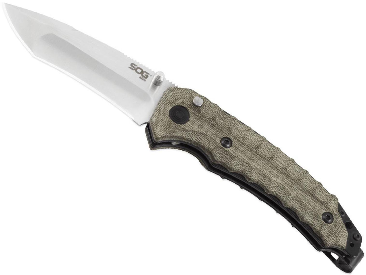 SOG Knives KIKU Assisted Opening Pocket Knife with Micarta Grip Scales (Color: Satin Blade)