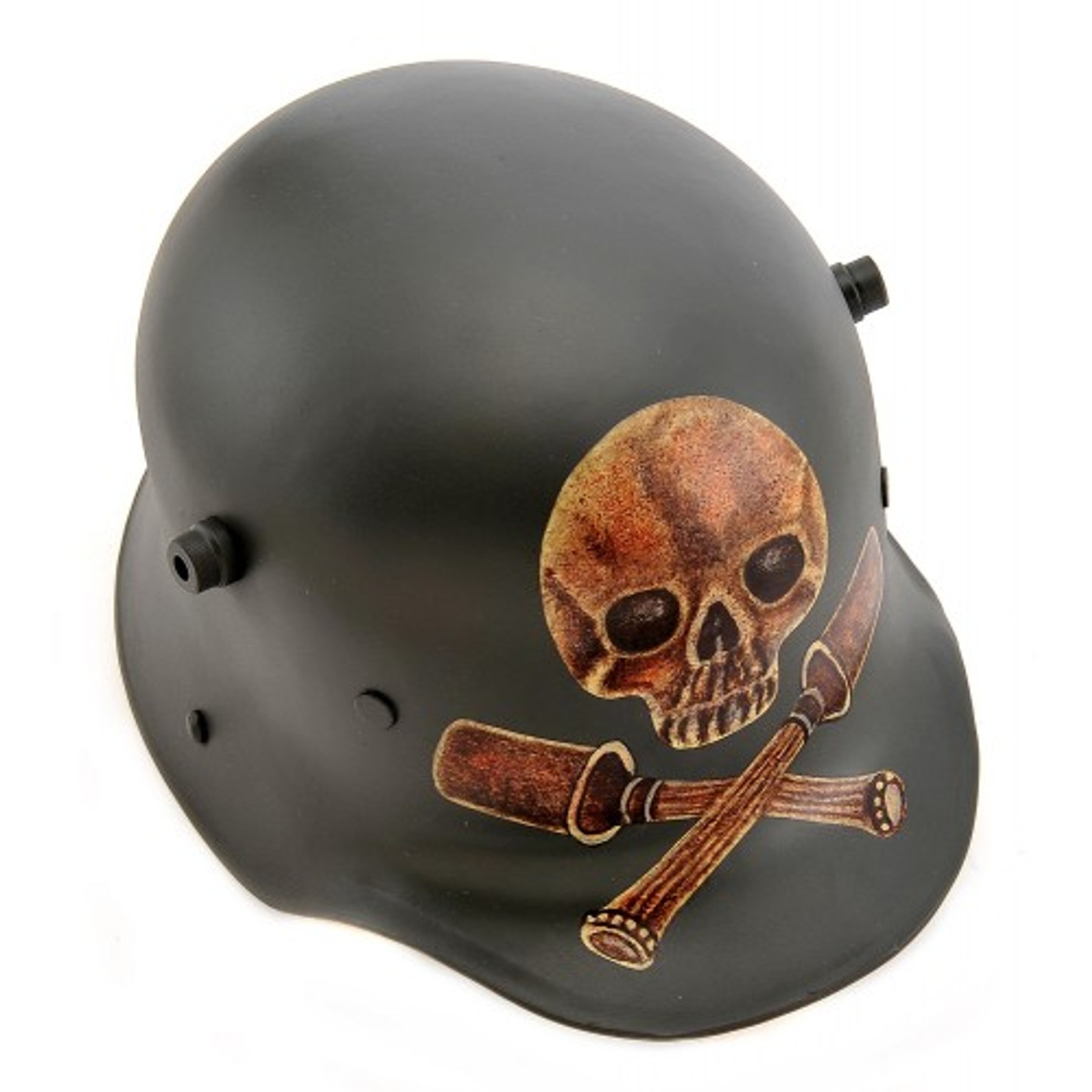 German WW1 M1916 Steel Helmet Stormtrooper Sturmtruppen w/Skull & Crossed Grenades-Small