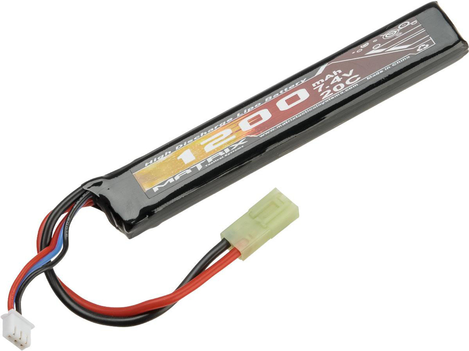 Matrix High Performance 7.4V Stick Type Airsoft LiPo Battery (Configuration: 1200mAh / 20C / Small Tamiya / Short)