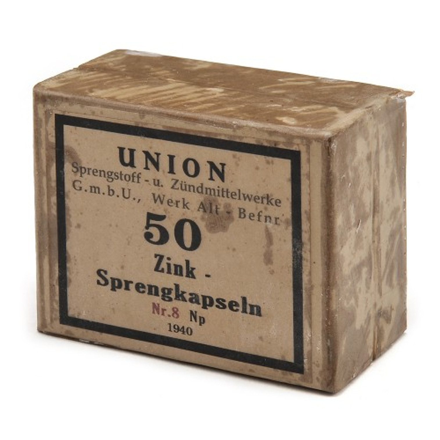 German WW2 Detonator - 50 Ct Sprengkapseln Nr.8 Simulated Box