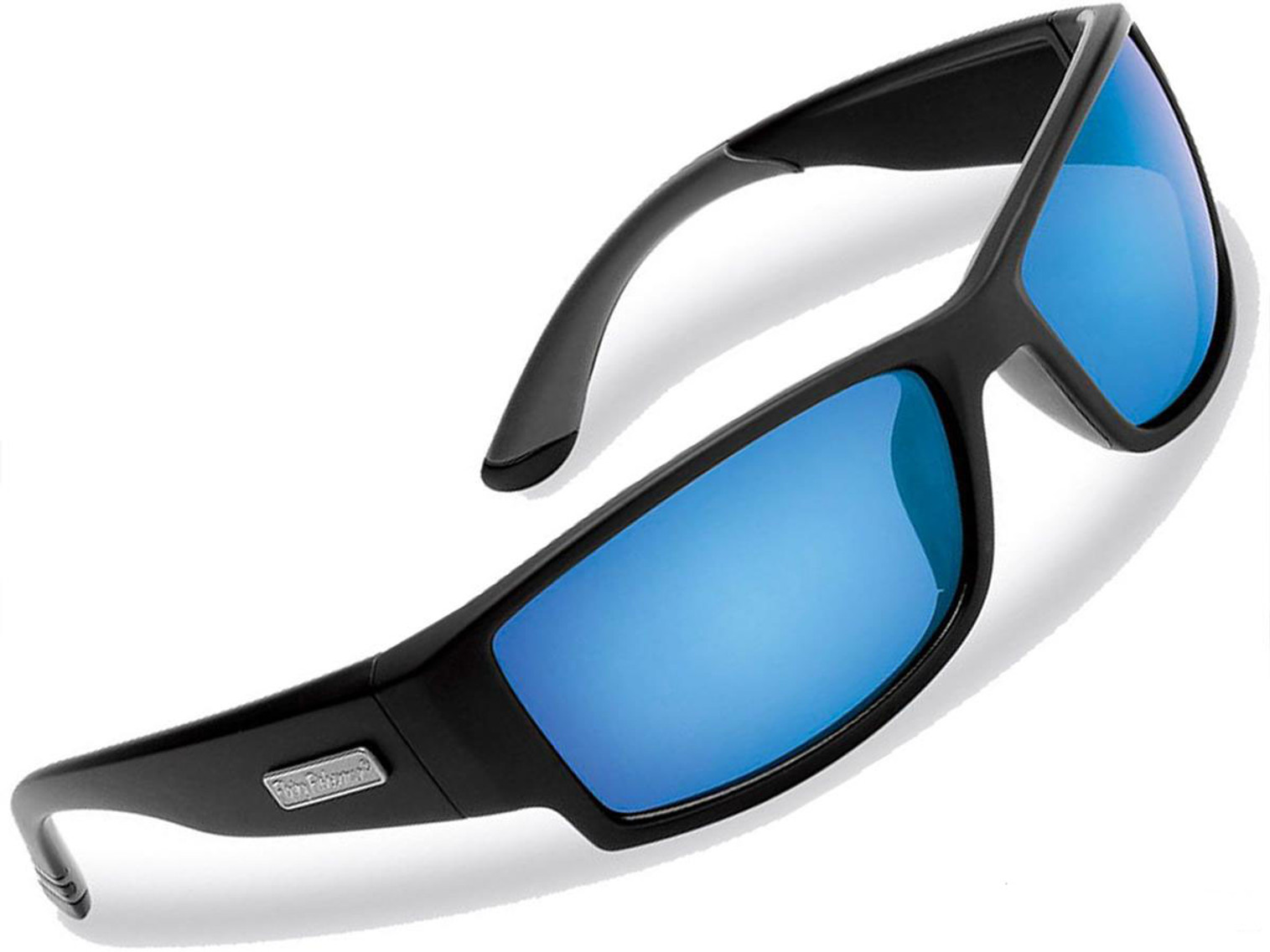 Flying Fisherman Fluke Jr Polarized Sunglasses (Color: Black w/ Smoke-Blue  Mirror Lens) - Hero Outdoors