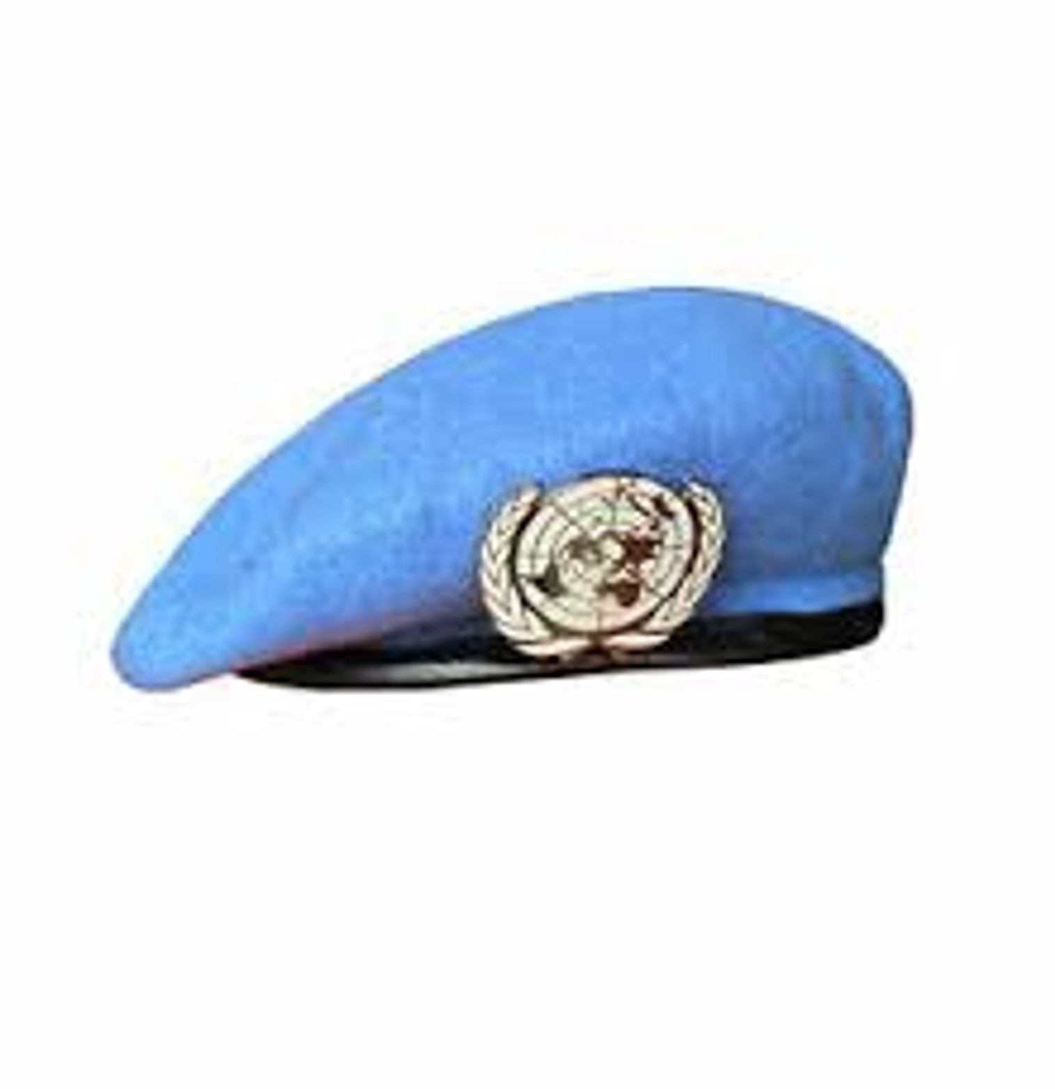 U.N. Military Style Beret 100% Wool w/Hat Badge