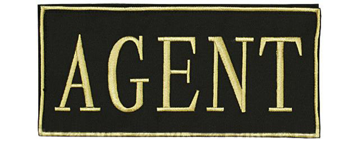 Voodoo Tactical "Agent" Embroidered Hook and Loop Morale Patch - Gold - Large