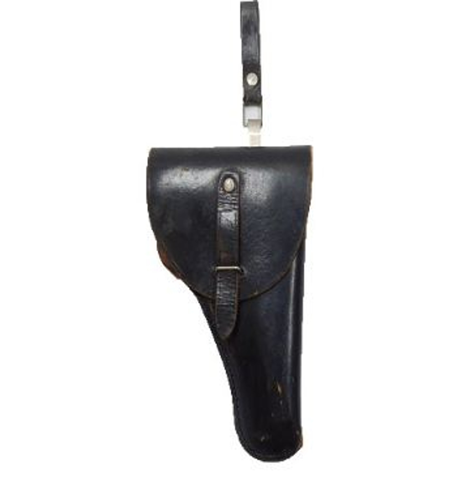 Italian Black Leather Holster w/Clip & Hanger