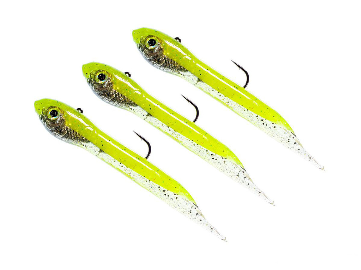 Hook Up Baits Handcrafted Soft Fishing Jigs - Glow Green Silver / 2" / 1/16 oz