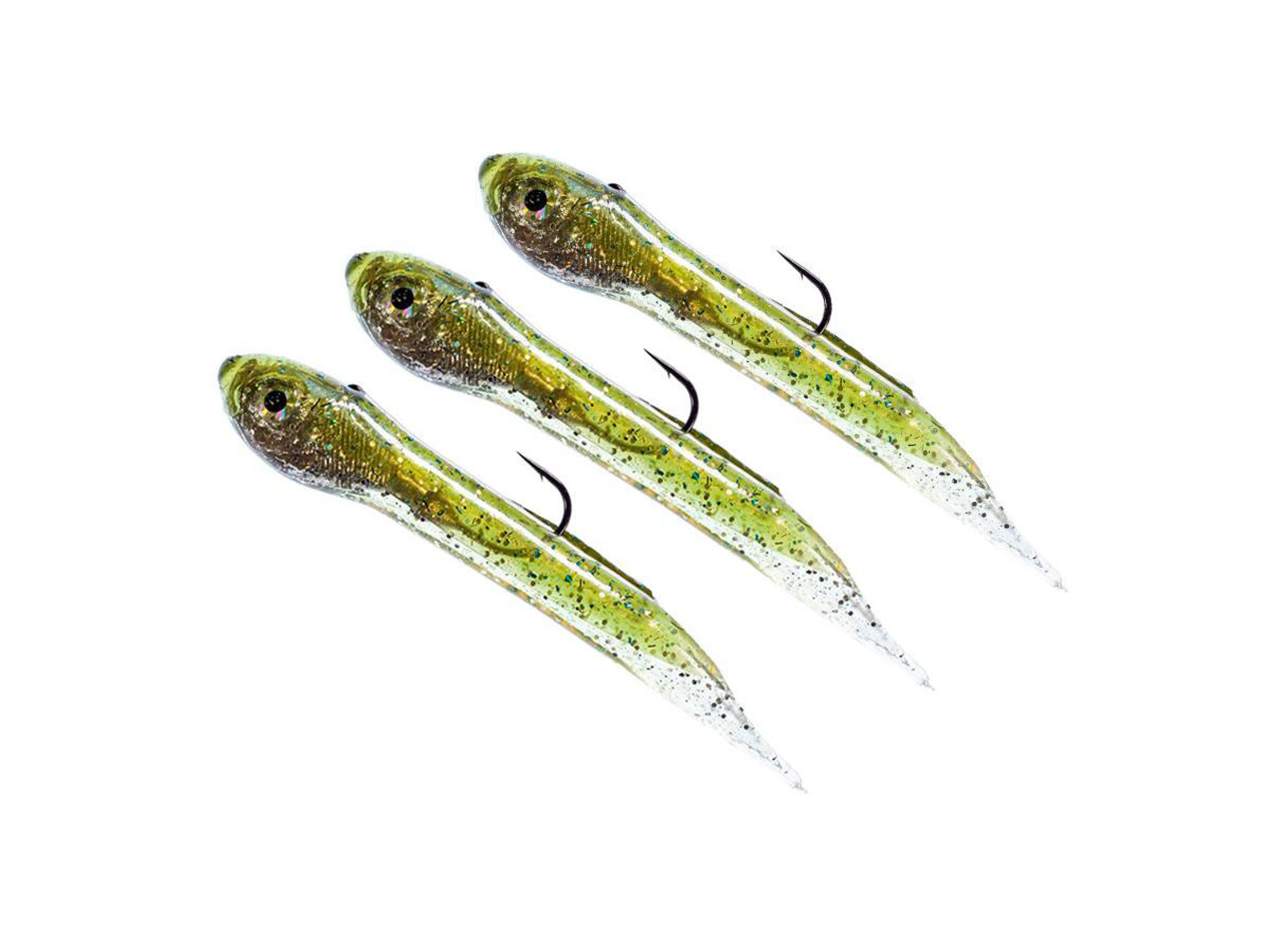 Hook Up Baits Handcrafted Soft Fishing Jigs - Glow Green Silver