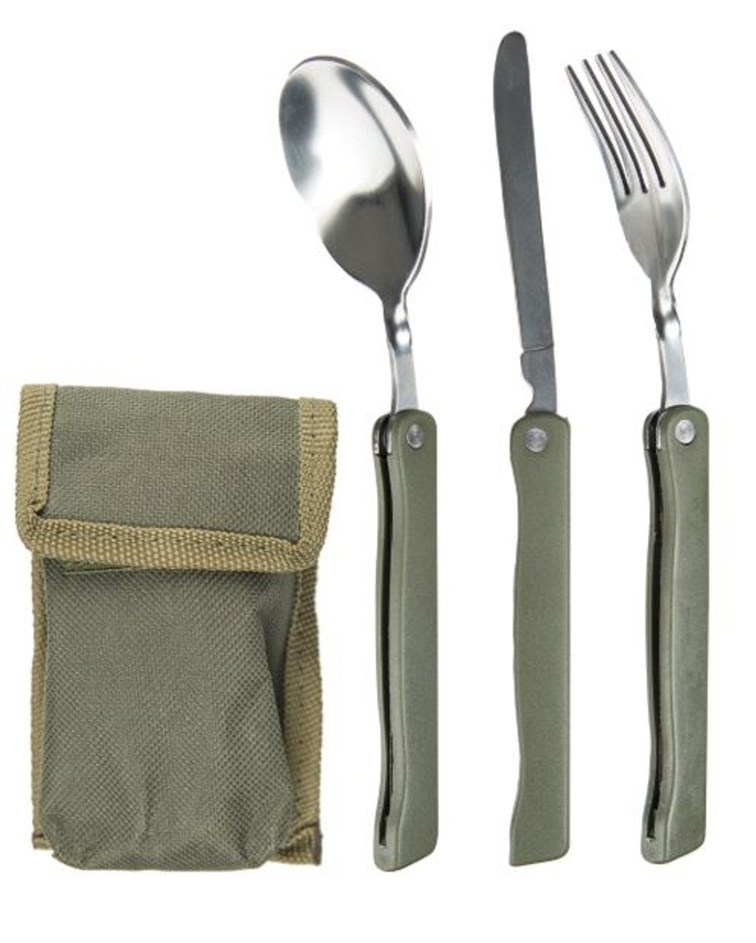 Mil-Tec OD 3-PC. Folding Eating Utensil w/OD Pouch