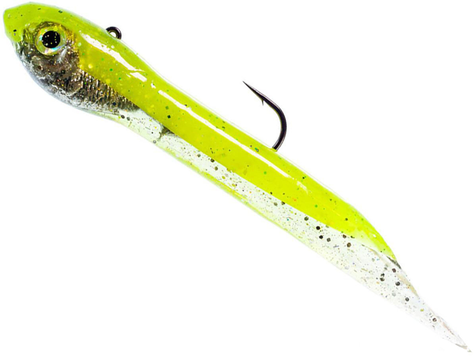 Hook Up Baits Handcrafted Soft Fishing Jigs - Glow Green Silver / 8" / 3 oz