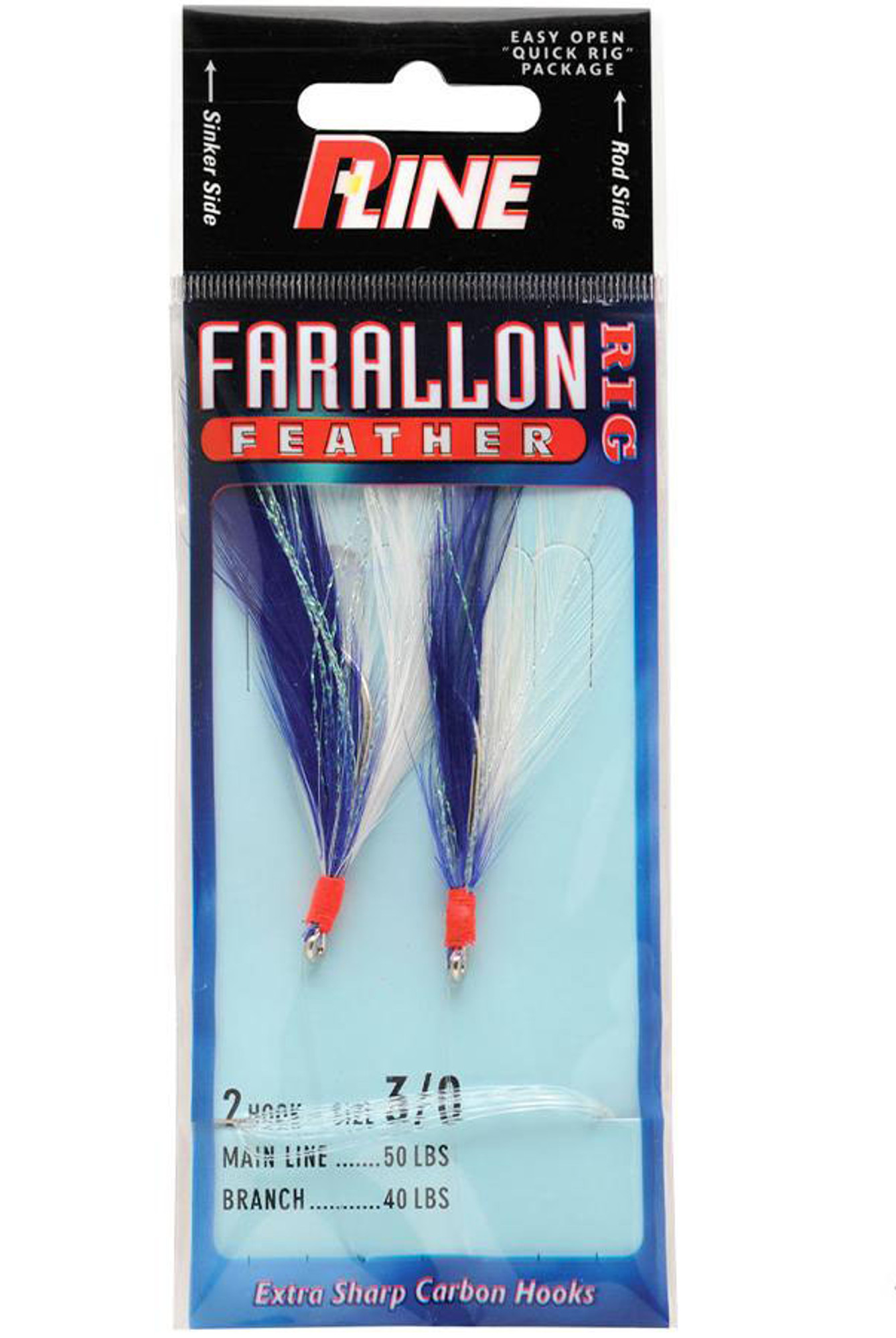 P-Line Farallon Feathers Vertical Fishing Jigs (Size: 3/0 Blue & White)