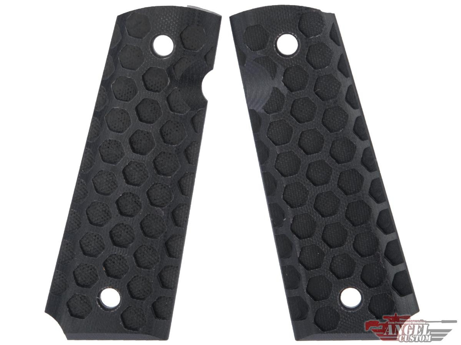 Angel Custom CNC G10 M1911 Pistol Grip Set for 1911 Gas Blowback Pistols (Model: Hive / Carbon Black)