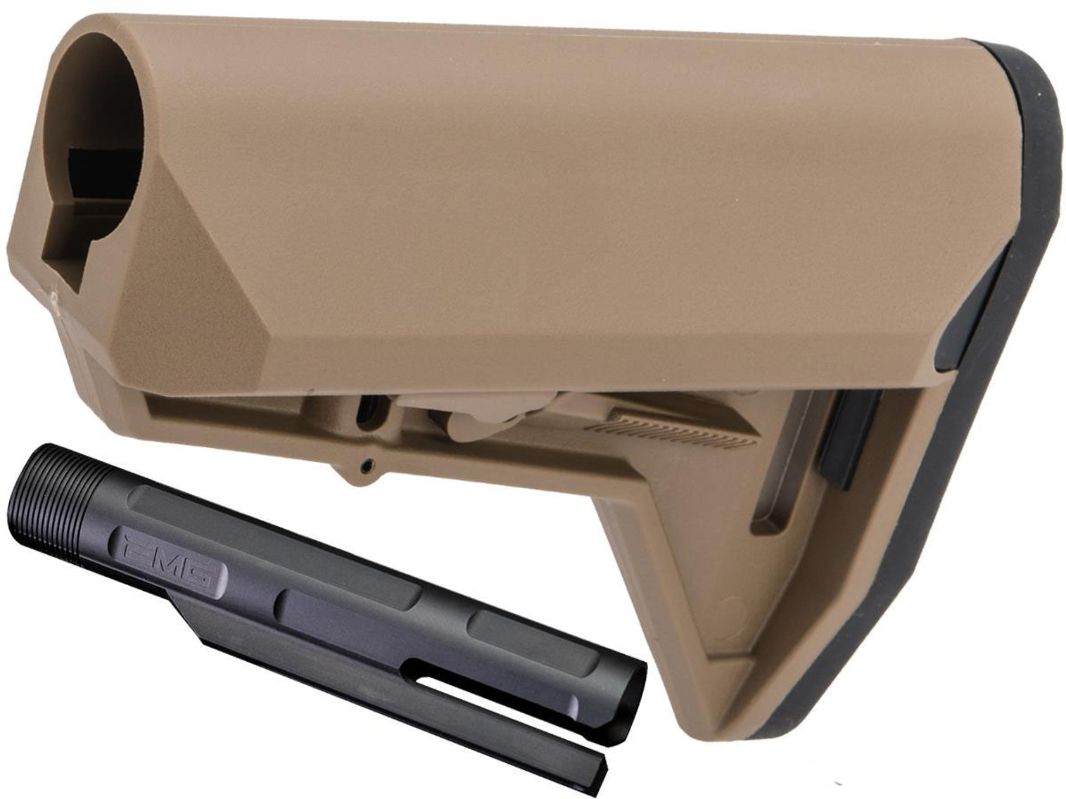 EMG "ALPHA" Combat Ready Retractable Stock for M4 Series Airsoft Rifles (Color: Desert Earth Stock + EMG Buffer Tube)