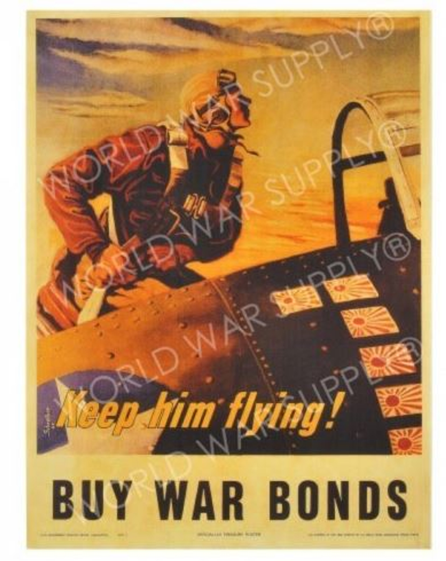 Keep Him Flying Buy War Bonds US WW2 War Poster