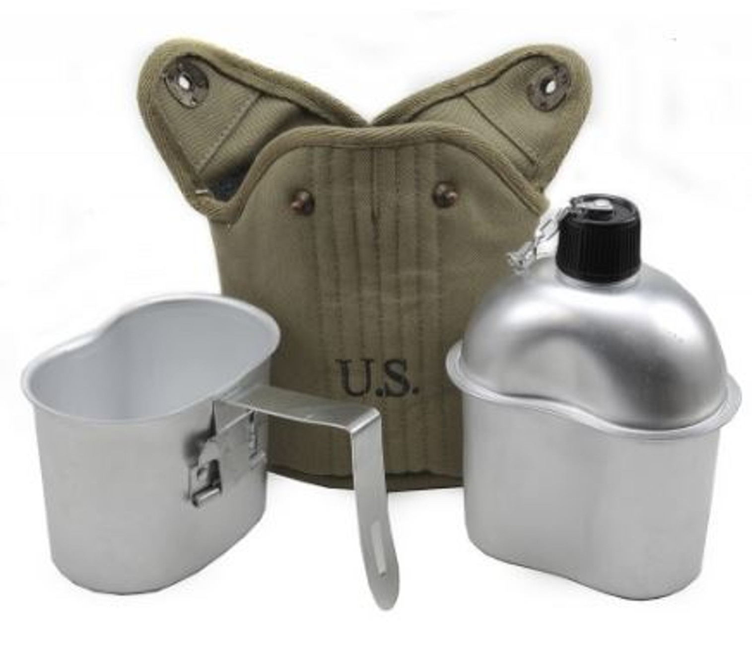 U.S. WW2 Canteen, Lt. OD Canteen Cover And Canteen Cup