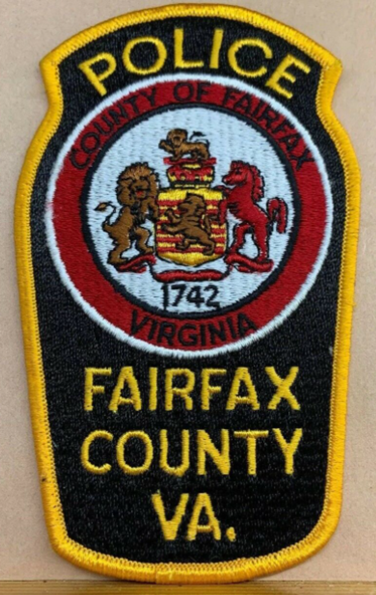 Fairfax County VA Police Patch - Gold