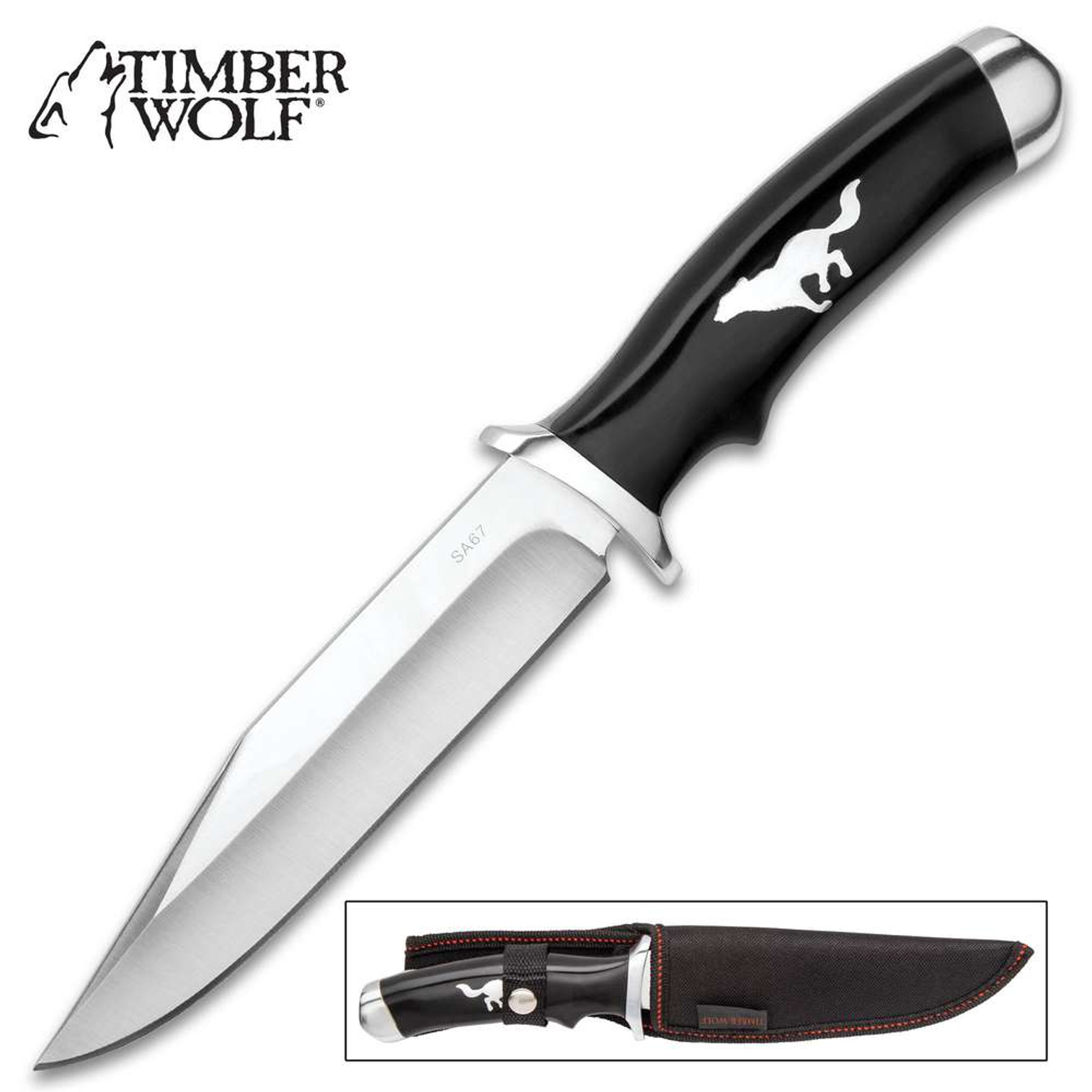 Timber Wolf Running Wolf Fixed Blade Knife With Sheath