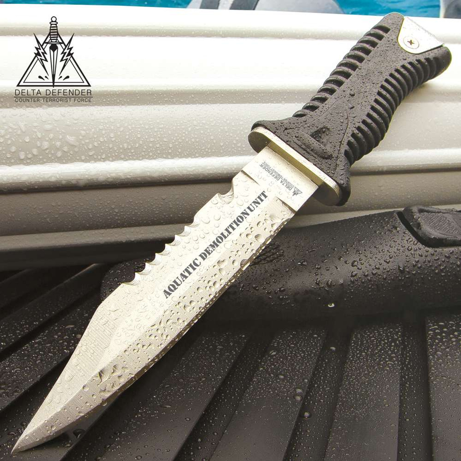 Delta Defender Dive Knife With Belt And Sheath