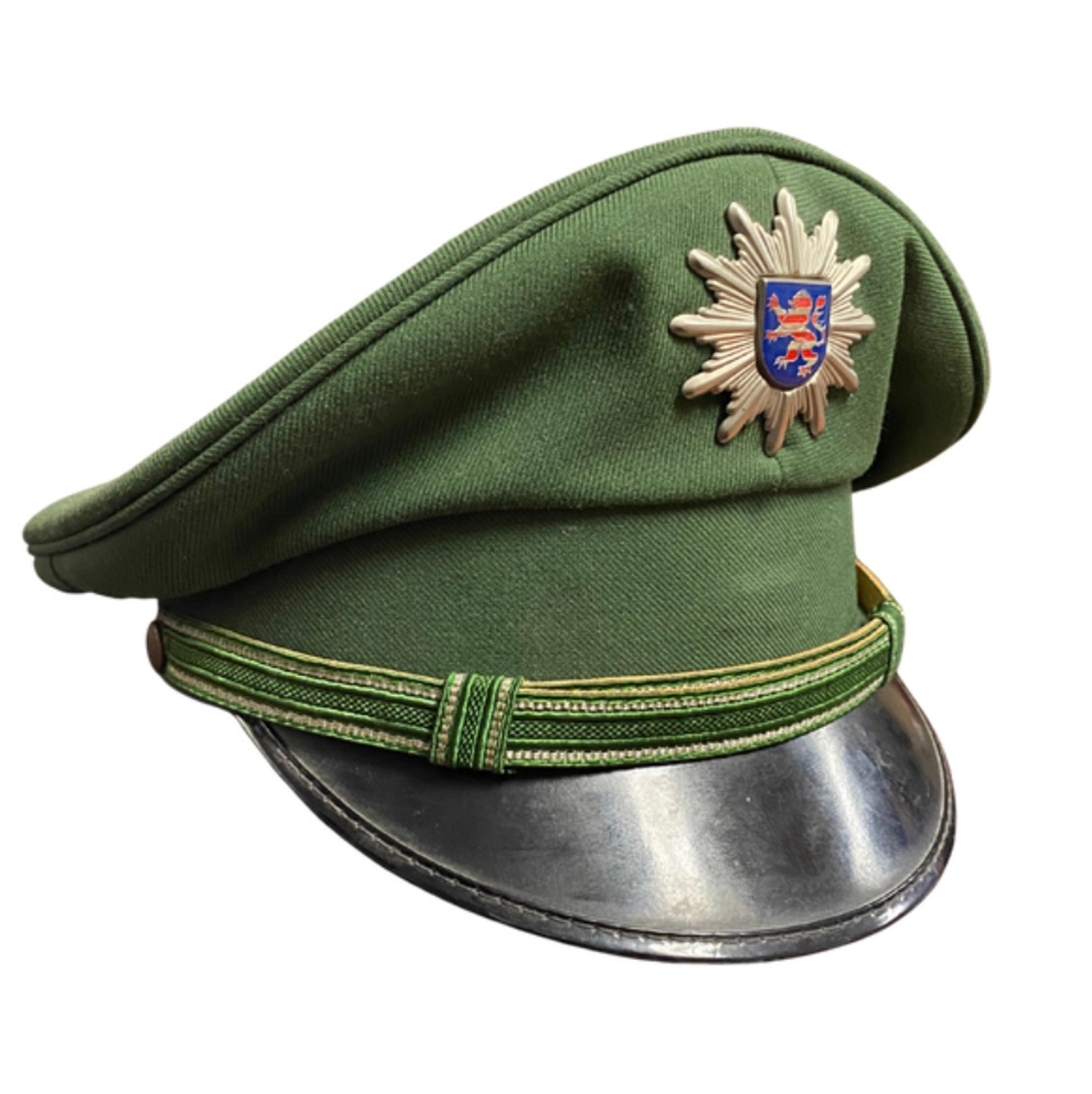 Vintage German Green Police Visor Cap - Hessen