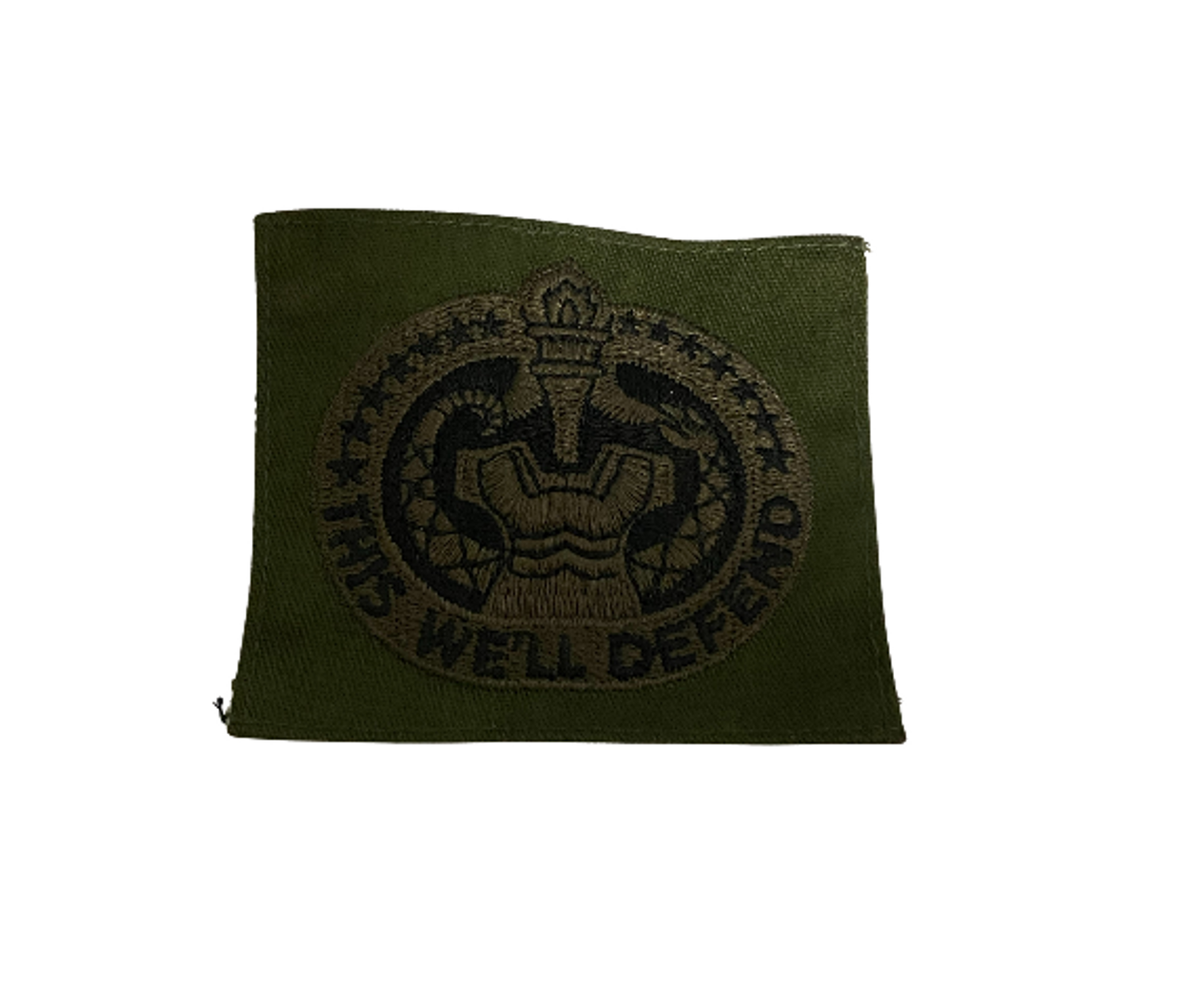 U.S. Army OD Green Subdued Drill Sergeant "This We'll Defend" Pocket Patch