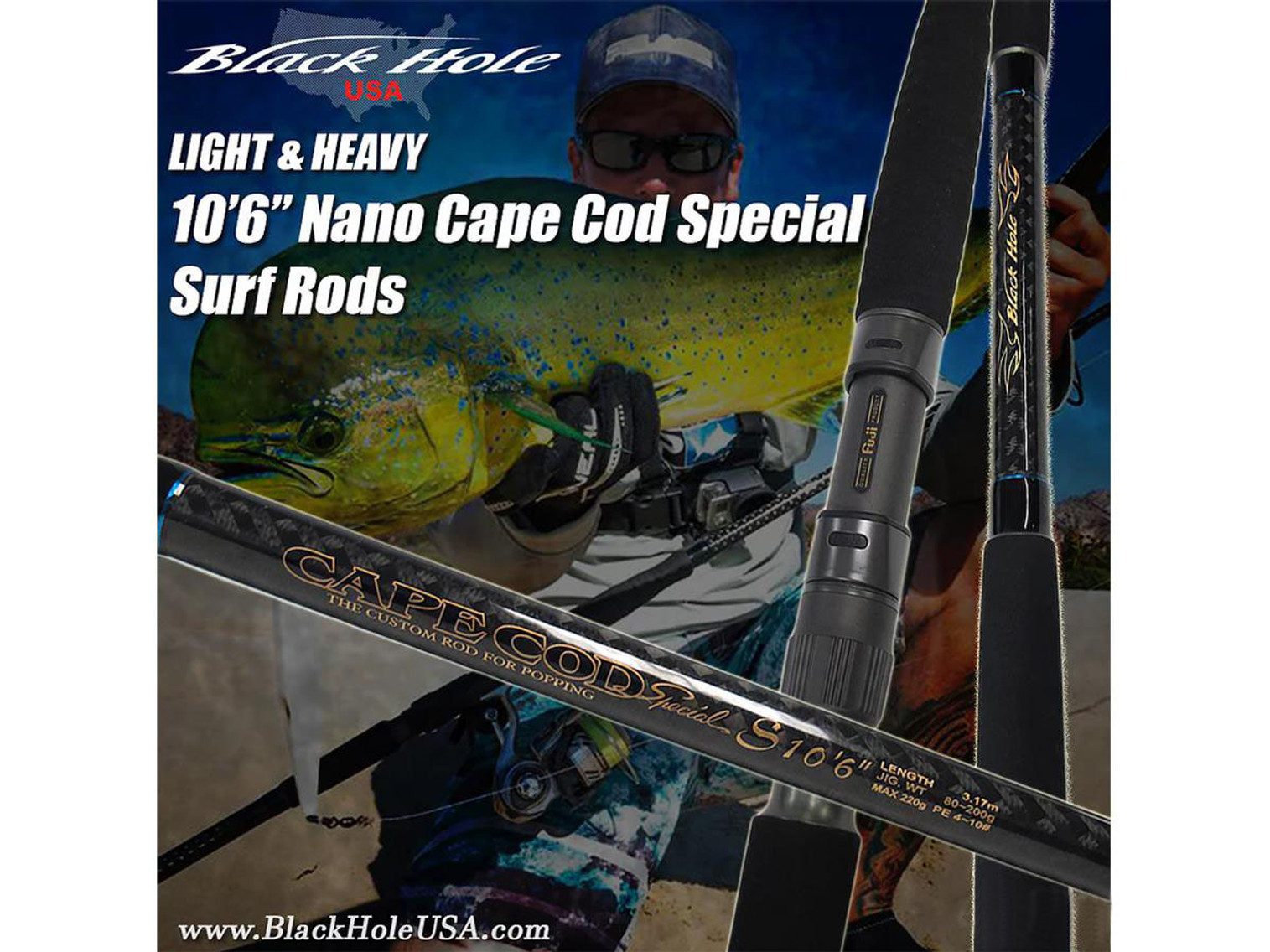 Black Hole USA Cape Cod Special 10'6" Nano Surf Rod (Model: Heavy)