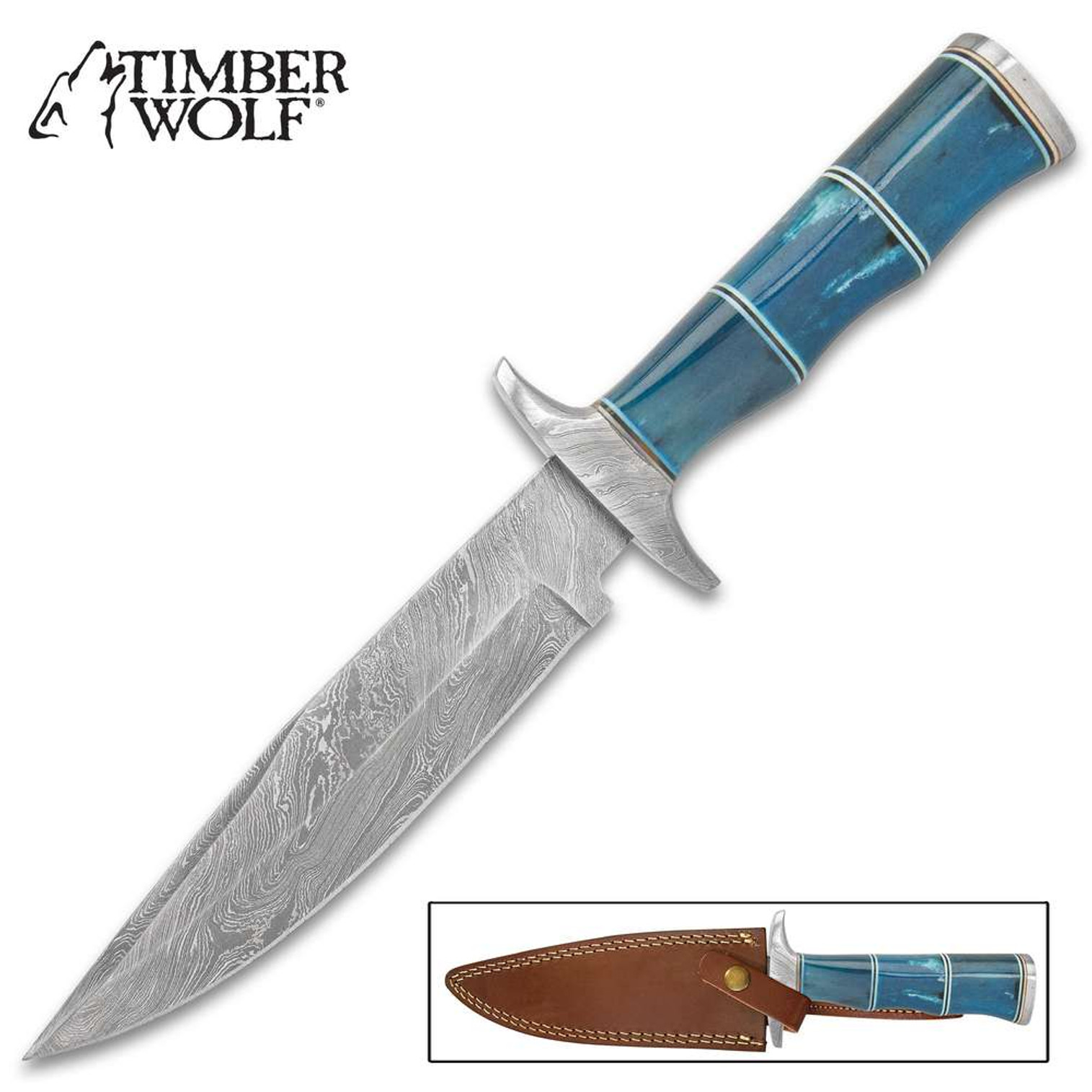 Timber Wolf Azul Hunting Knife - Damascus