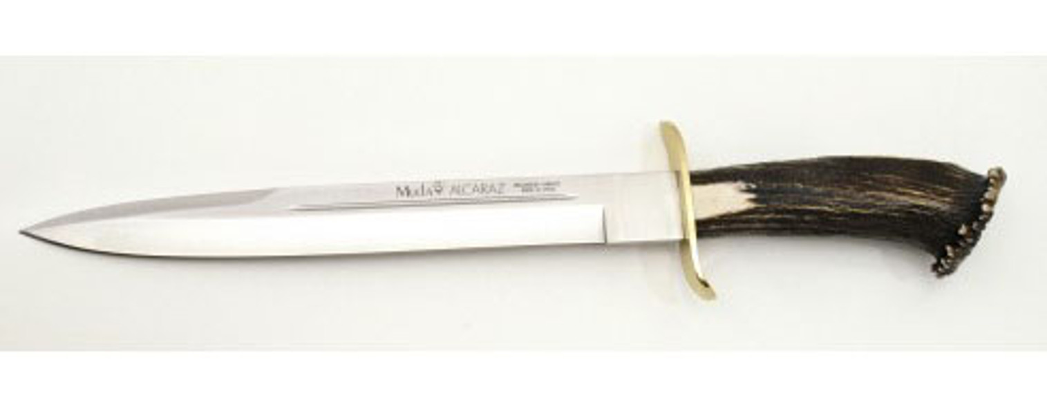 MUELA ALCARAZ-26S, X50CrMoV15, 10-3/4" Fixed Blade Hunting Knife, Crown Deer Horn Handle