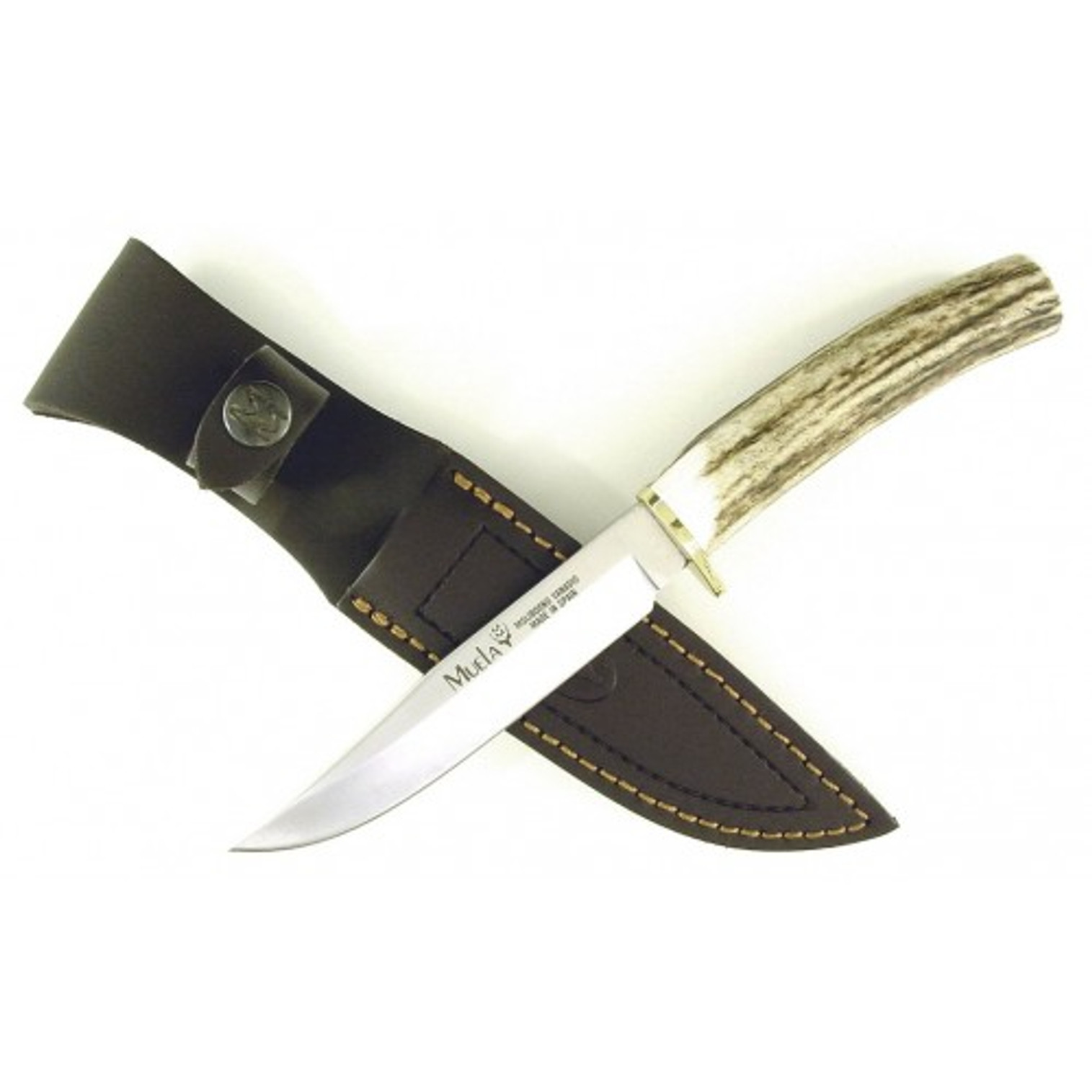 MUELA GRED-12A, X50CrMoV15, 4-5/8" Fixed Blade Hunting Knife, Deer Horn Handle, boxed
