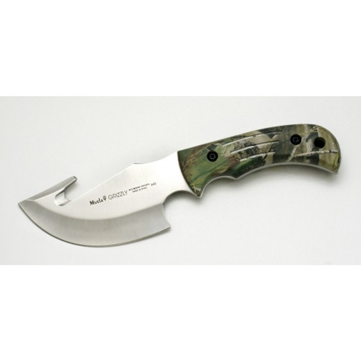 MUELA GRIZZLY-12AP, X50CrMoV15, 4-7/8" Fixed Blade Skinning Knife,  Realtree®APG™ Camouflage Handle