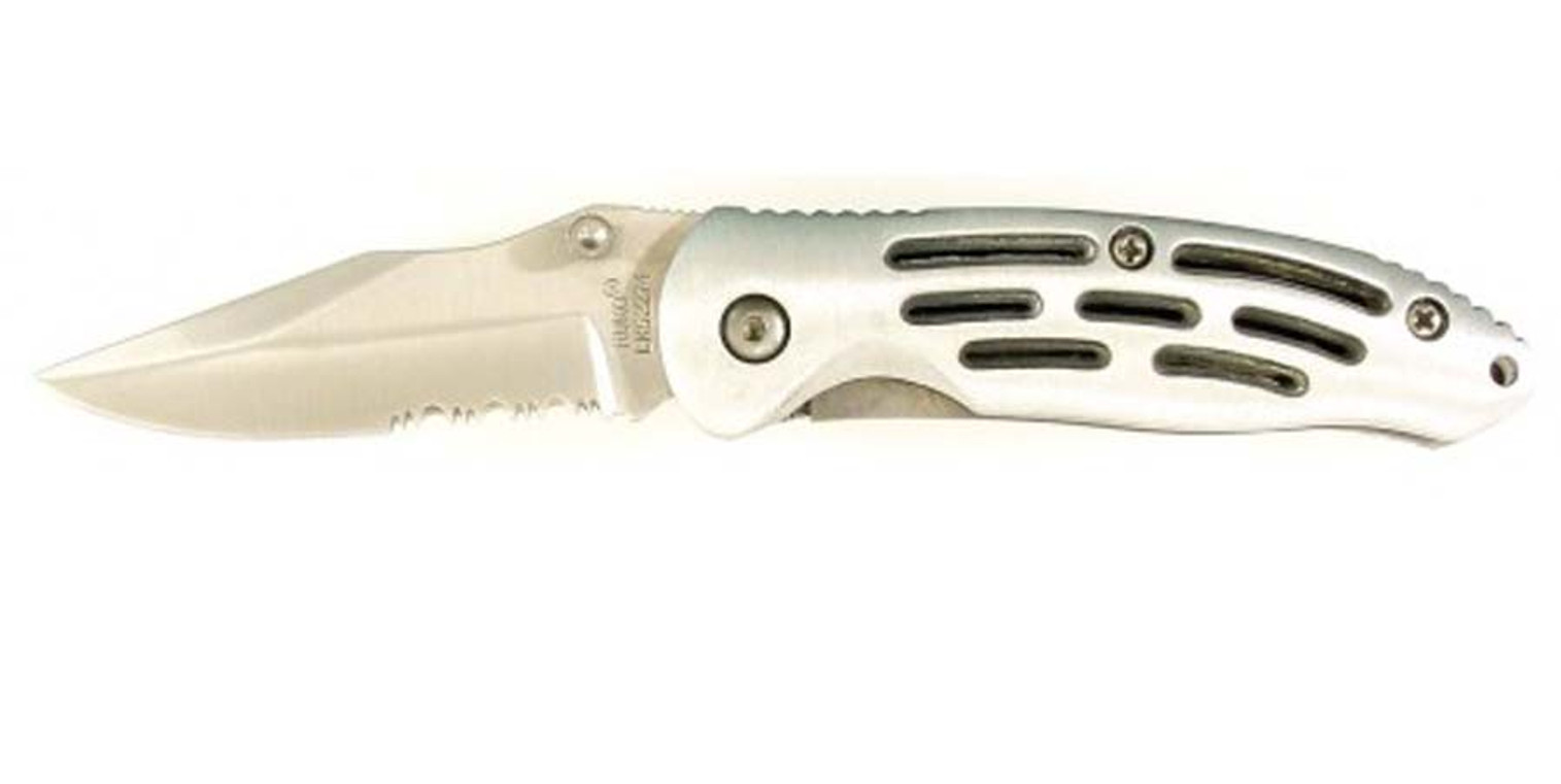 RUKO LK52274, 420A, 2-3/4" Folding Blade Knife, Brushed Aluminum Vented Handle