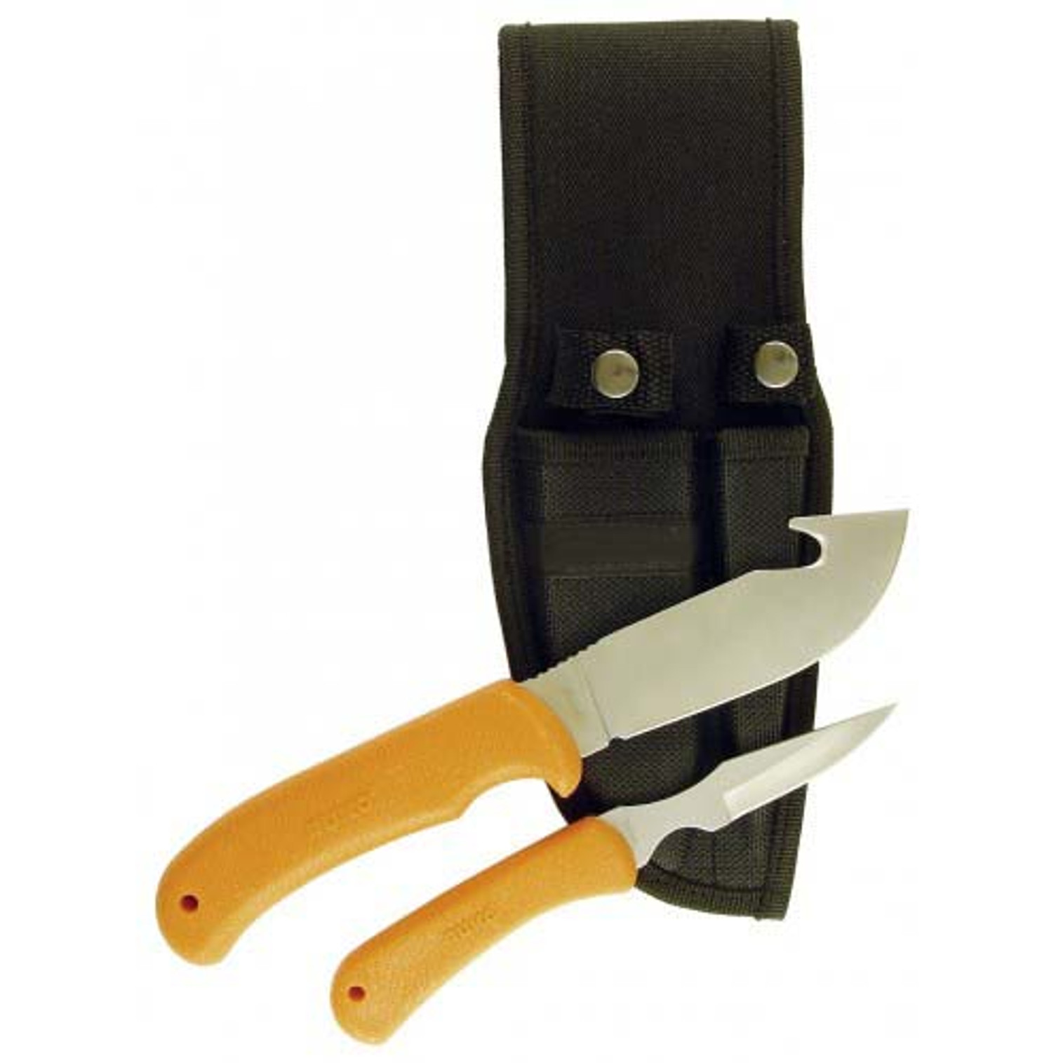 RUKO RUK0059, 2 PC Fixed Blade Skinning Knife Set, Blaze Orange Polypropylene Handles, boxed