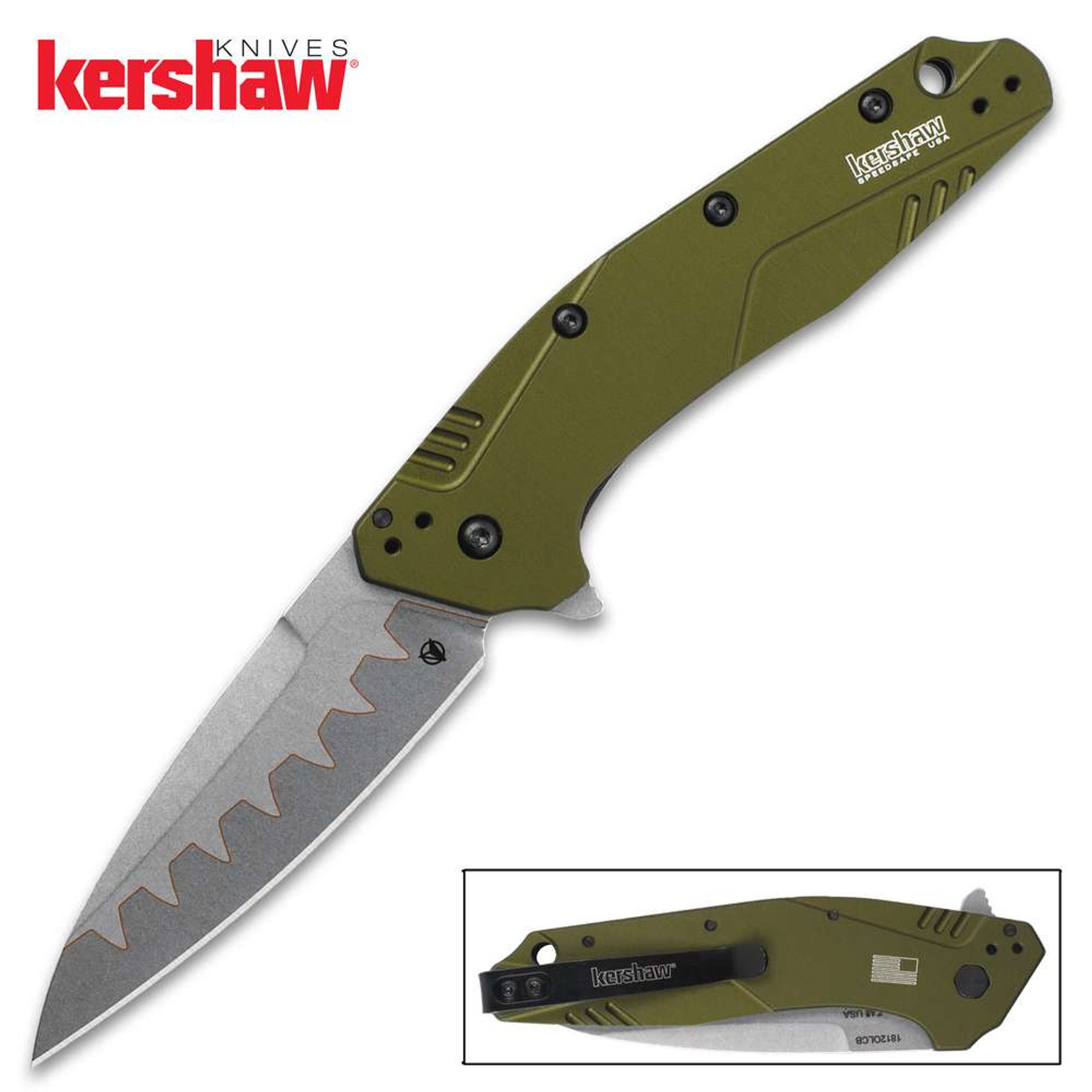 Kershaw Dividend Olive Green Pocket Knife
