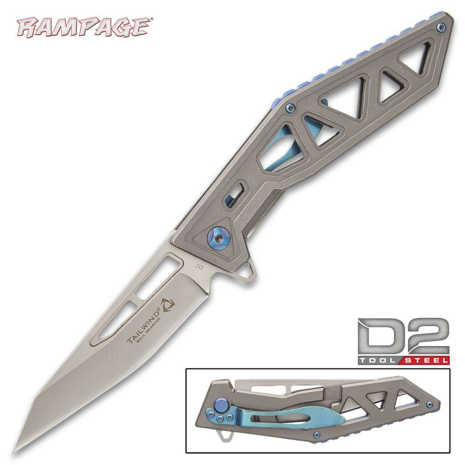 Rampage Tailwind D2 Skeletonized Pocket Knife