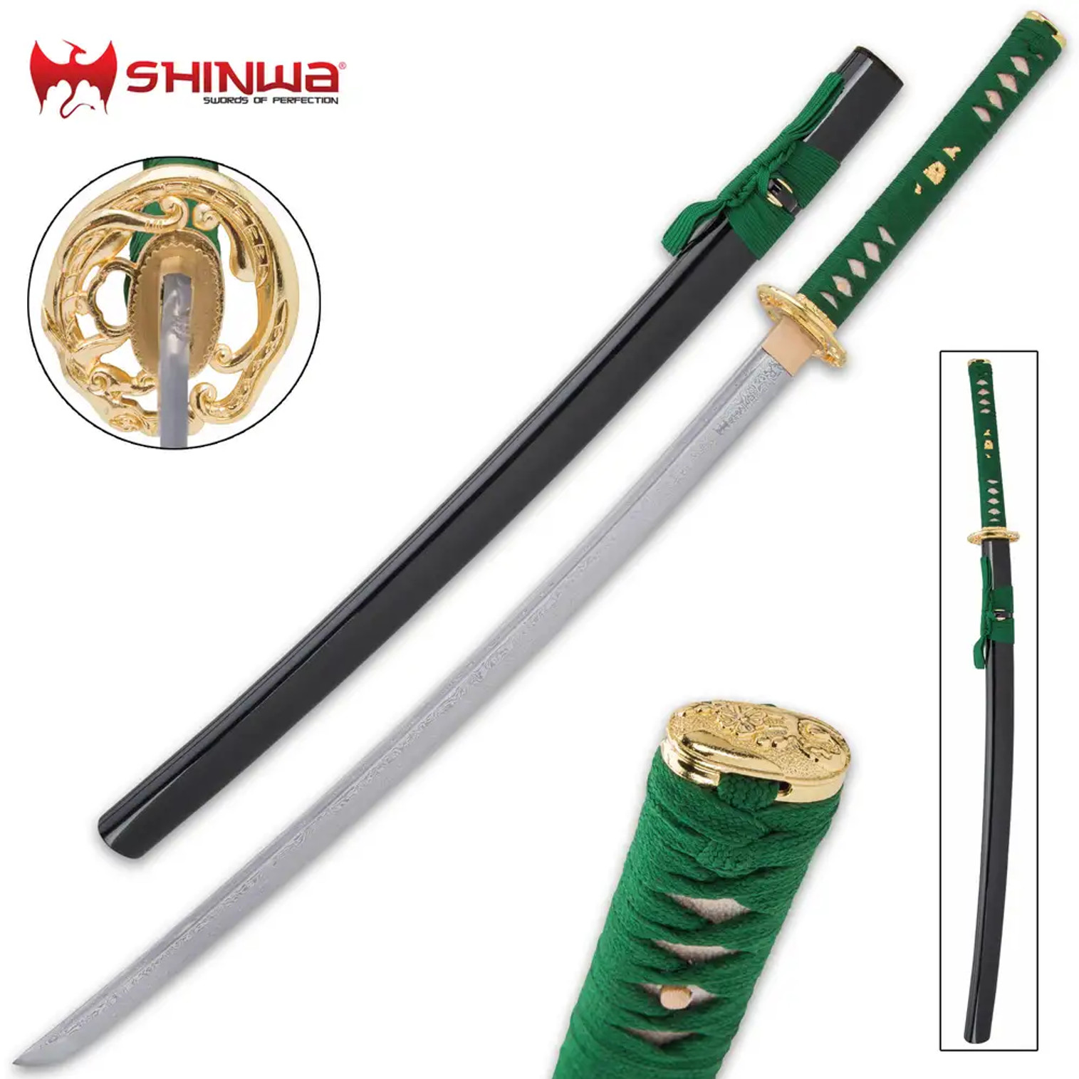 Shinwa Dragontail Katana And Scabbard - Damascus