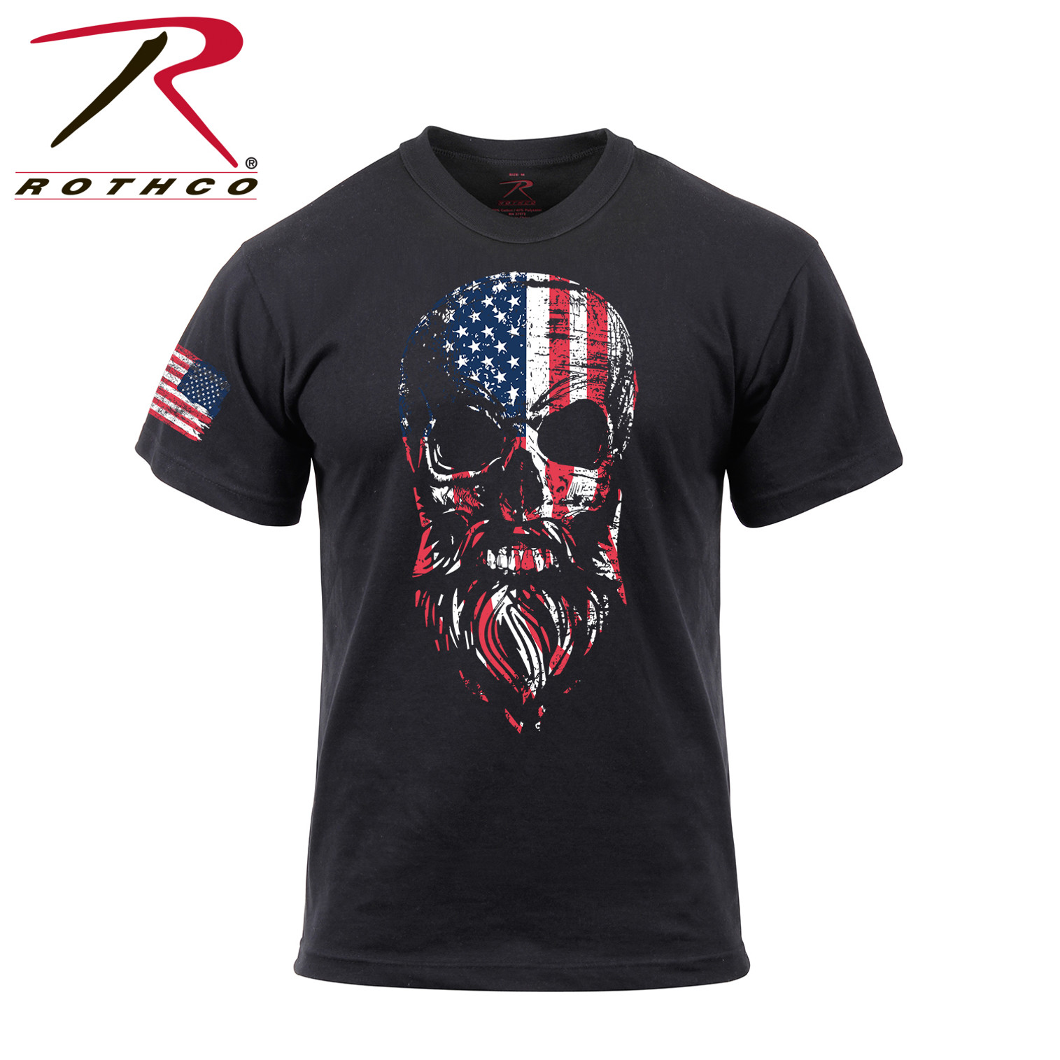 Rothco US Flag Bearded Skull T-Shirt - Black