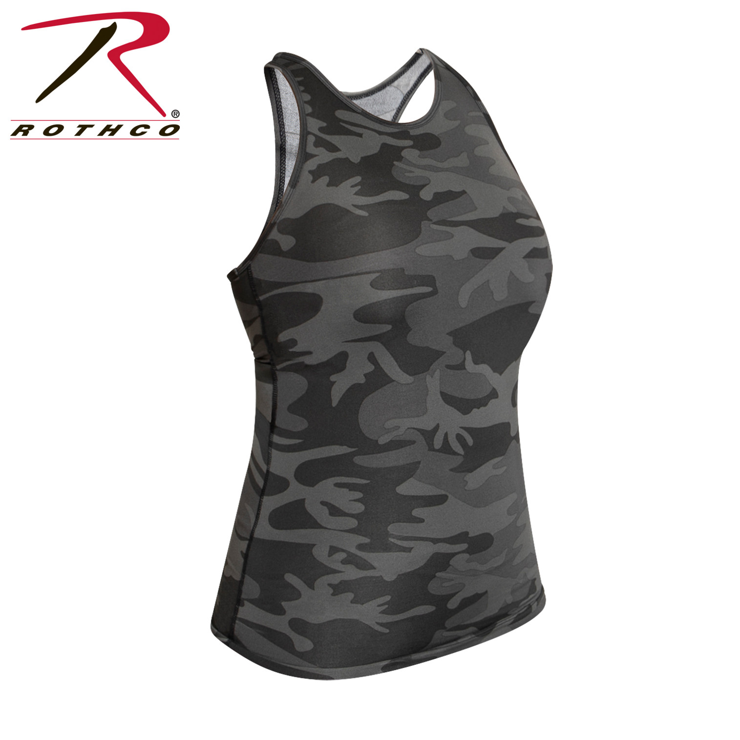 Womens Camo Workout Performance Tank Top - Black Camo