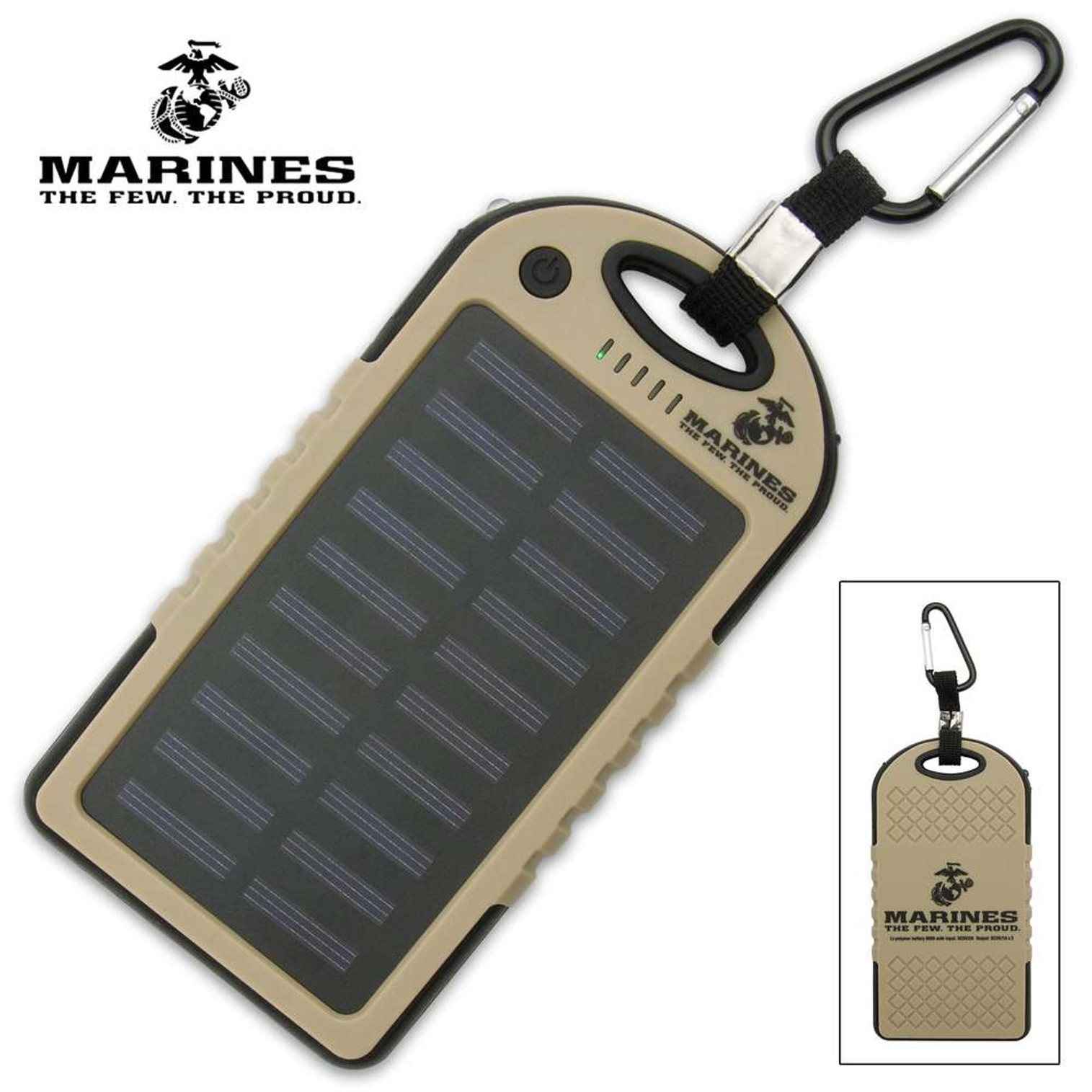 USMC 8,000 MAH Solar Charger And Power Bank